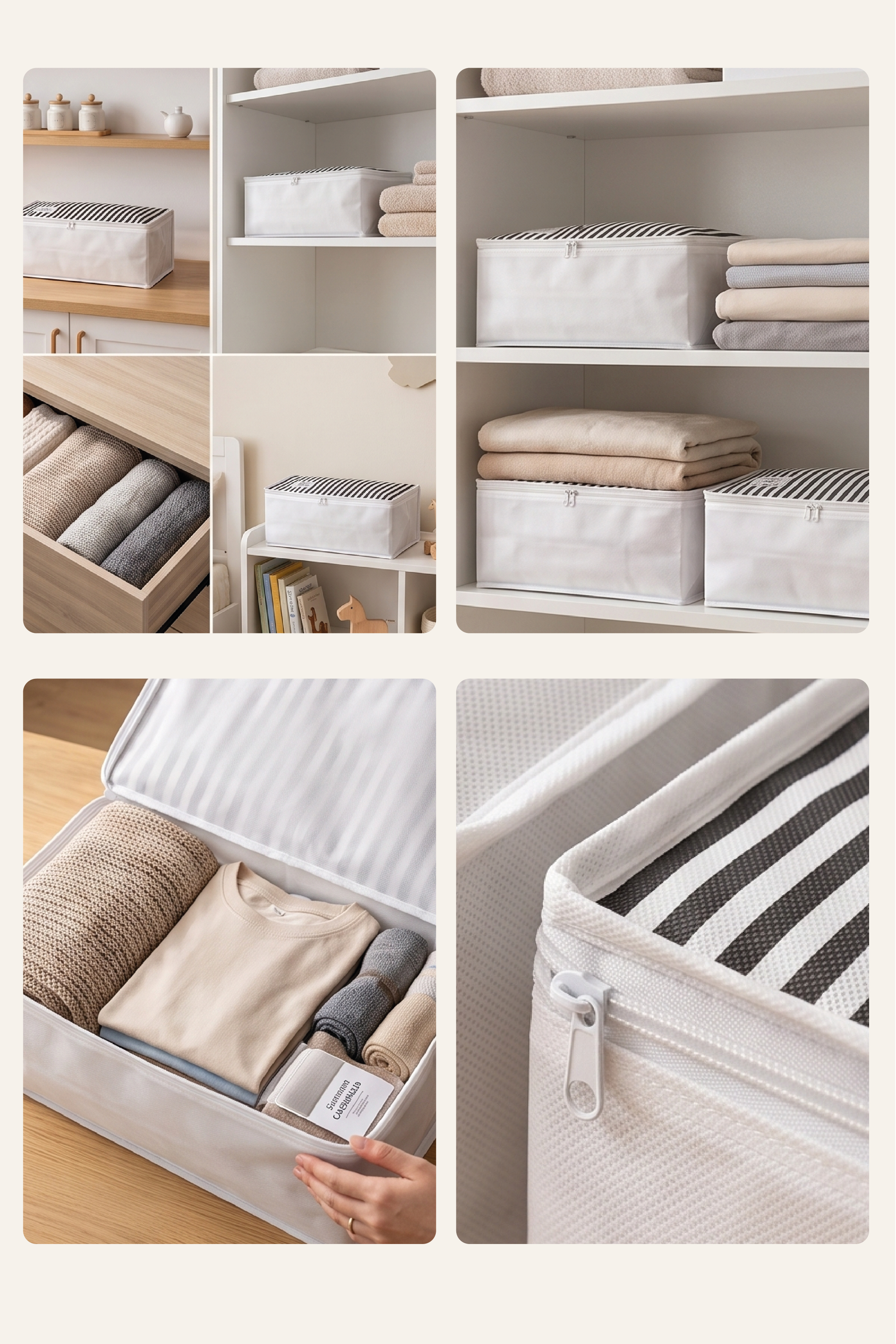 Vedsey Home Organizer5'li Set Baza Altı Düzenleyici Küçük Boy Hurç Lacivert Çizgili 50x25x20 Cm
