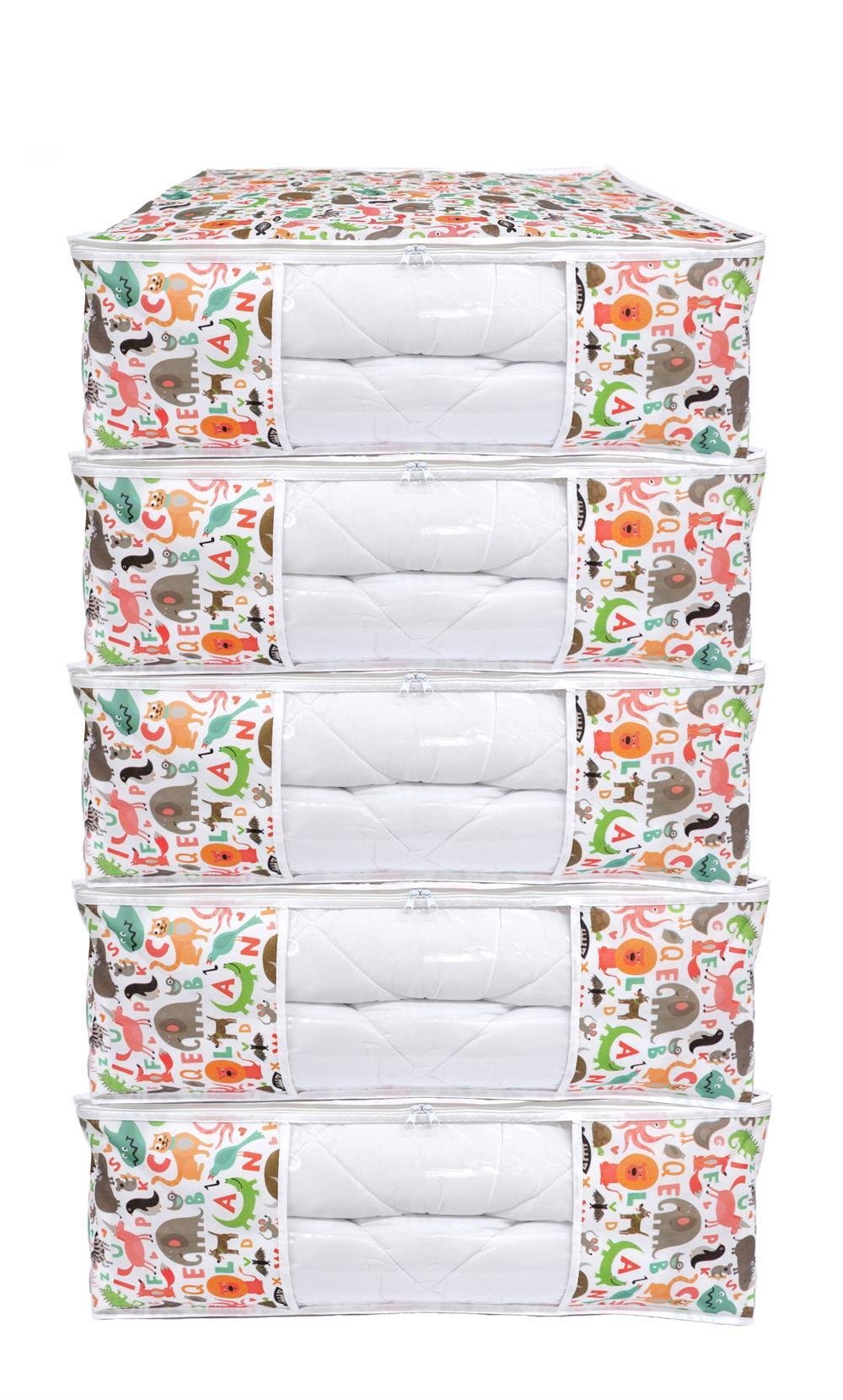 Vedsey Home Organizer5'li Set Baza Altı Düzenleyici Pencereli Büyük Boy Hurç Sevimli Hayvan Desenli 70x50x25 Cm