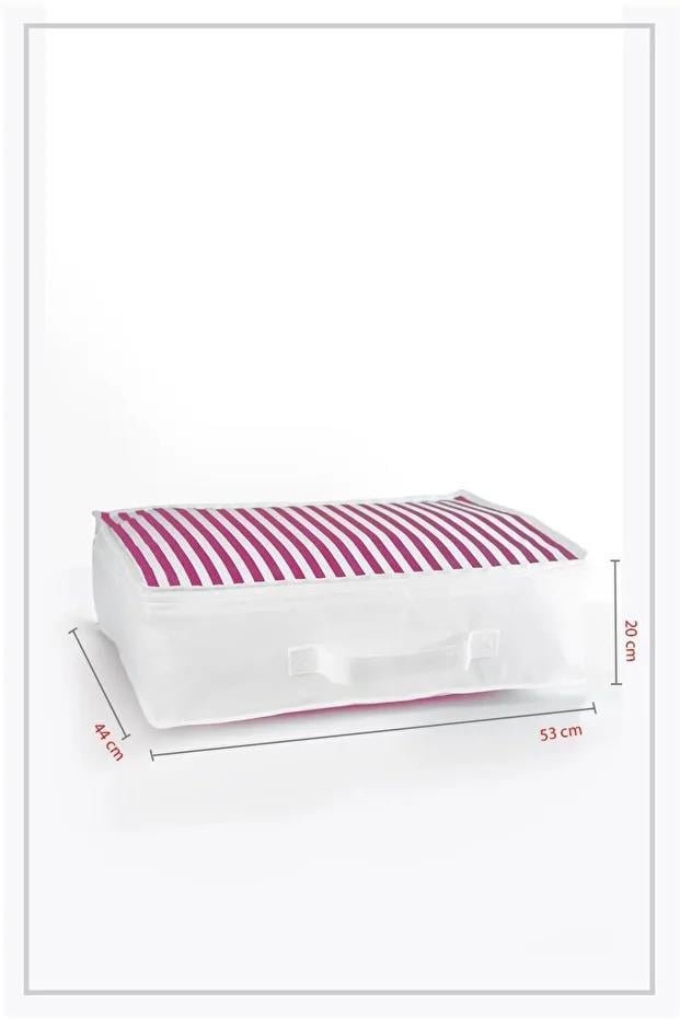 Vedsey Home Organizer5'li Set Düzenleyici Yorgan Hurcu Pembe Çizgili 53x44x20