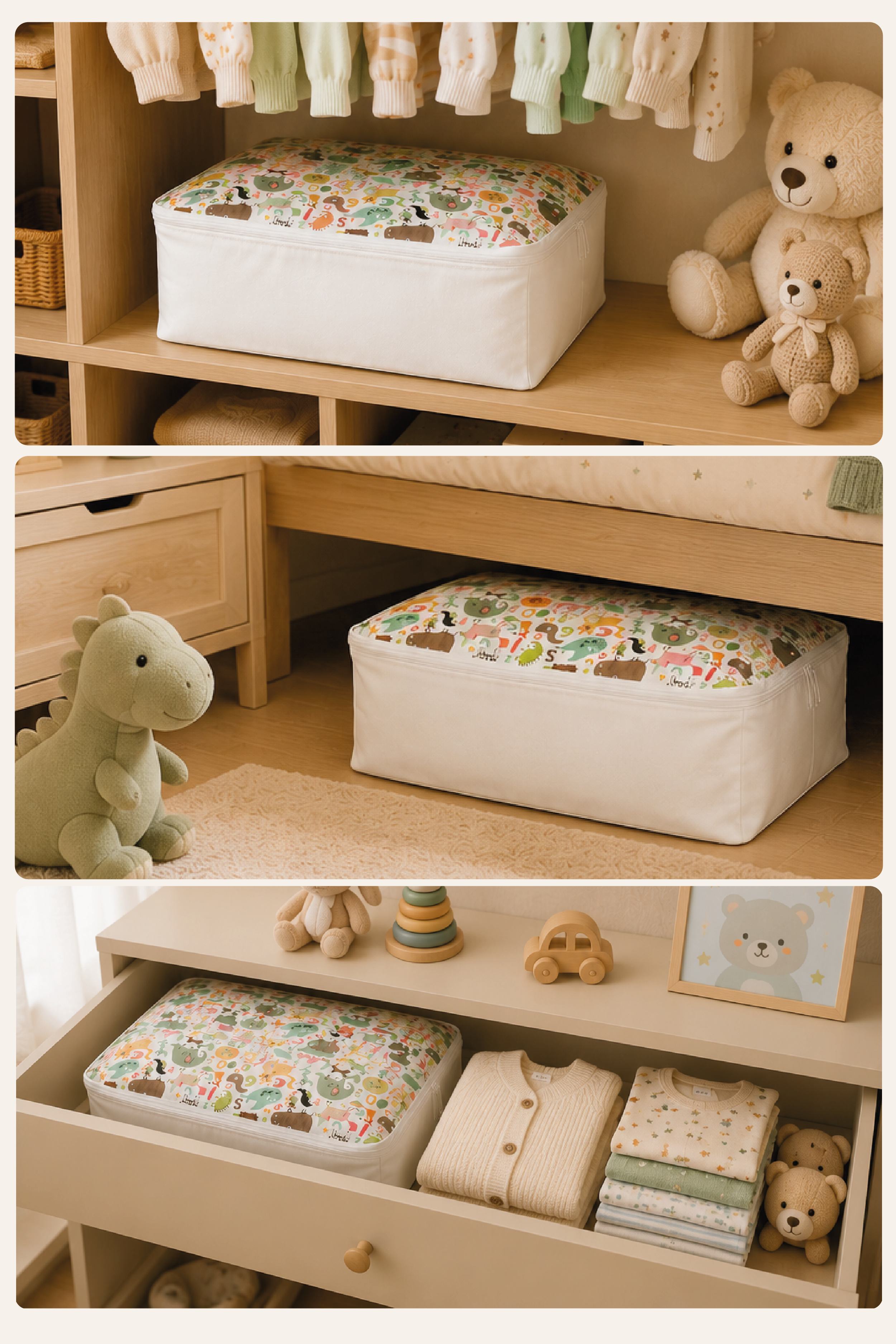 Vedsey Home OrganizerBaza Altı Düzenleyici Küçük Boy Hurç Sevimli Hayvan Desenli 50x25x20 Cm