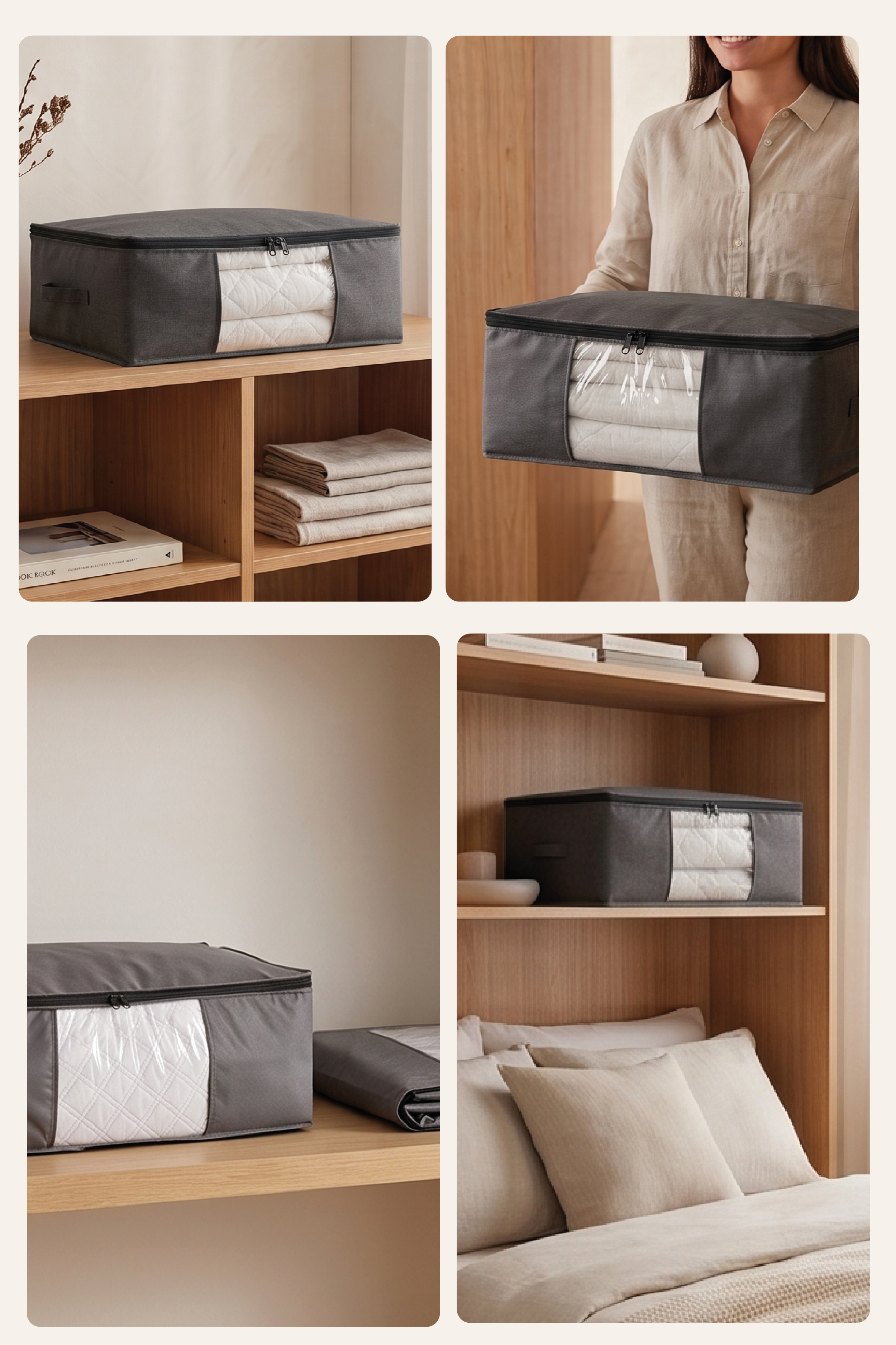 Vedsey Home OrganizerBaza Altı Düzenleyici Pencereli Büyük Boy Hurç Antrasit Gri 70x50x25 Cm