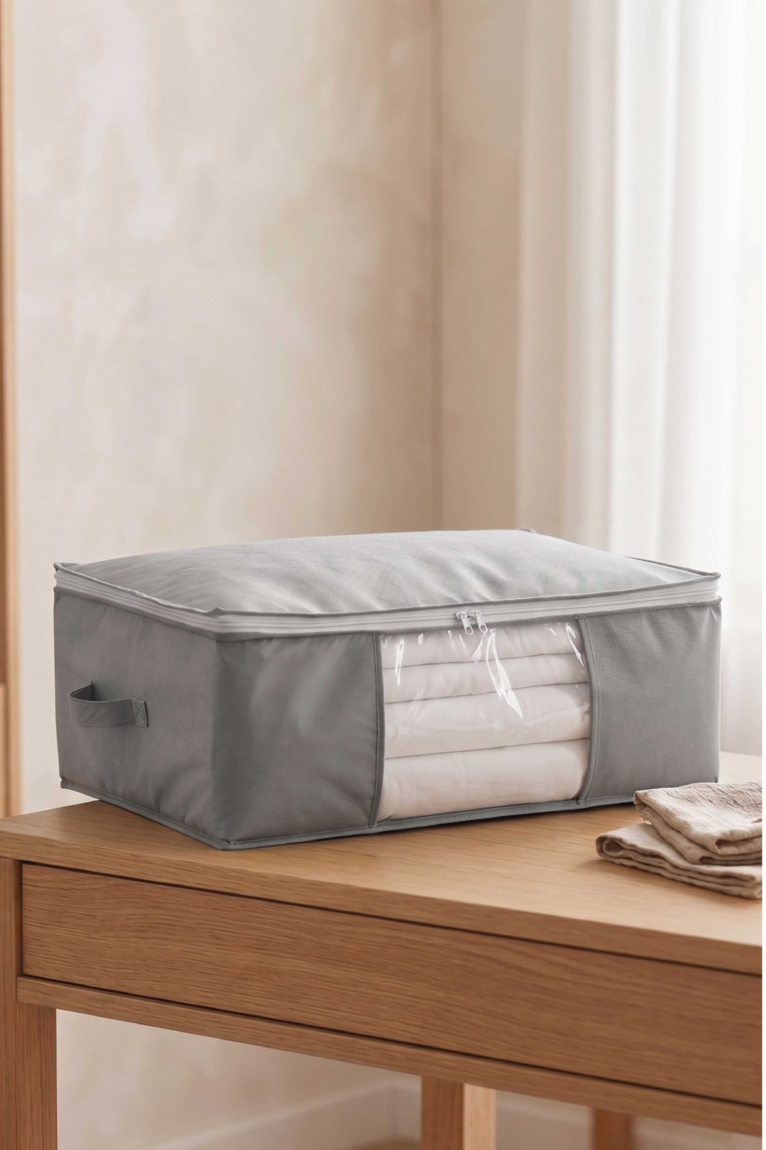 Vedsey Home OrganizerBaza Altı Düzenleyici Pencereli Büyük Boy Hurç Gri 70x50x25 Cm