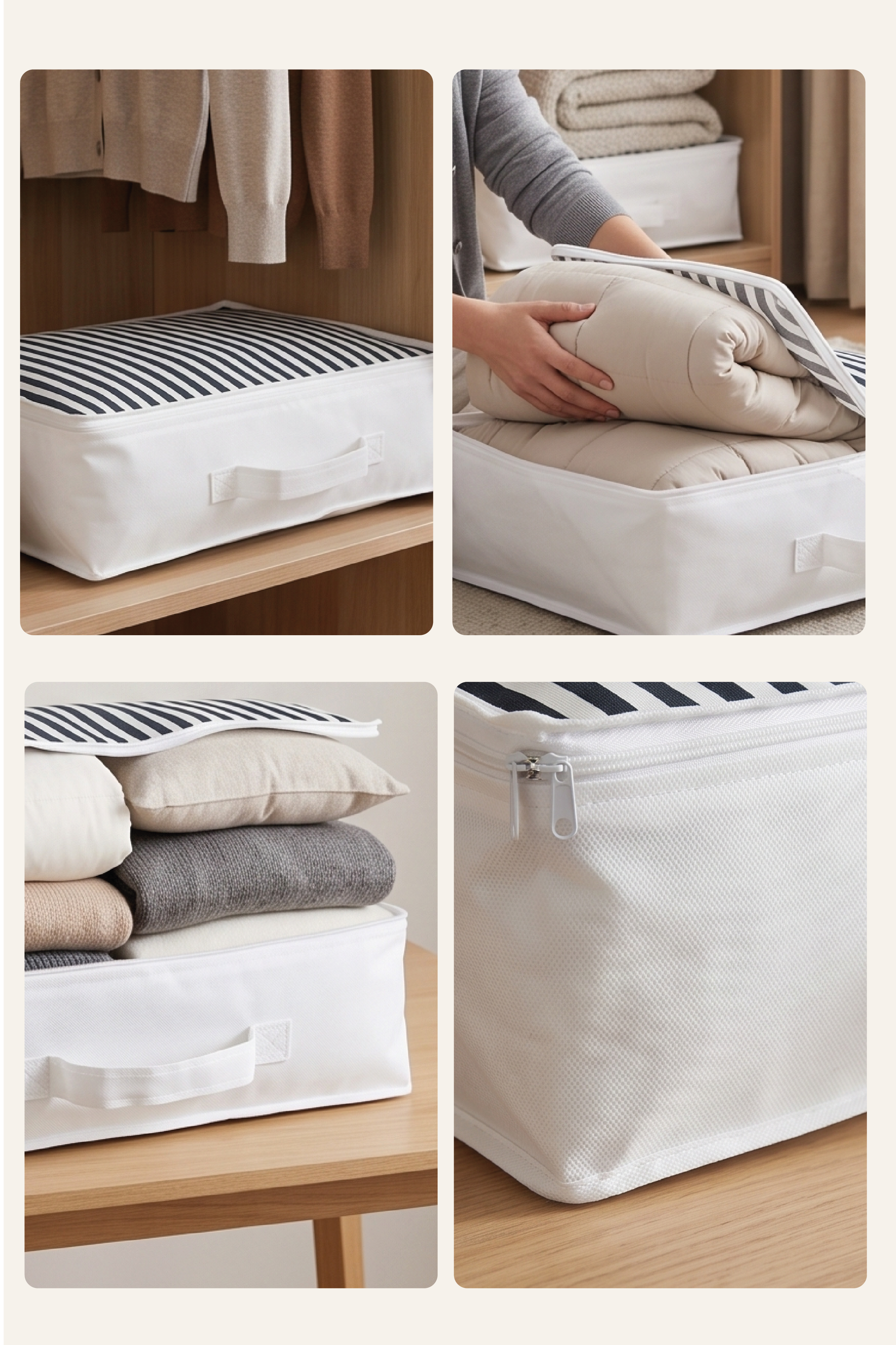 Vedsey Home OrganizerDüzenleyici Yorgan Hurcu Lacivert Çizgili 53x44x20