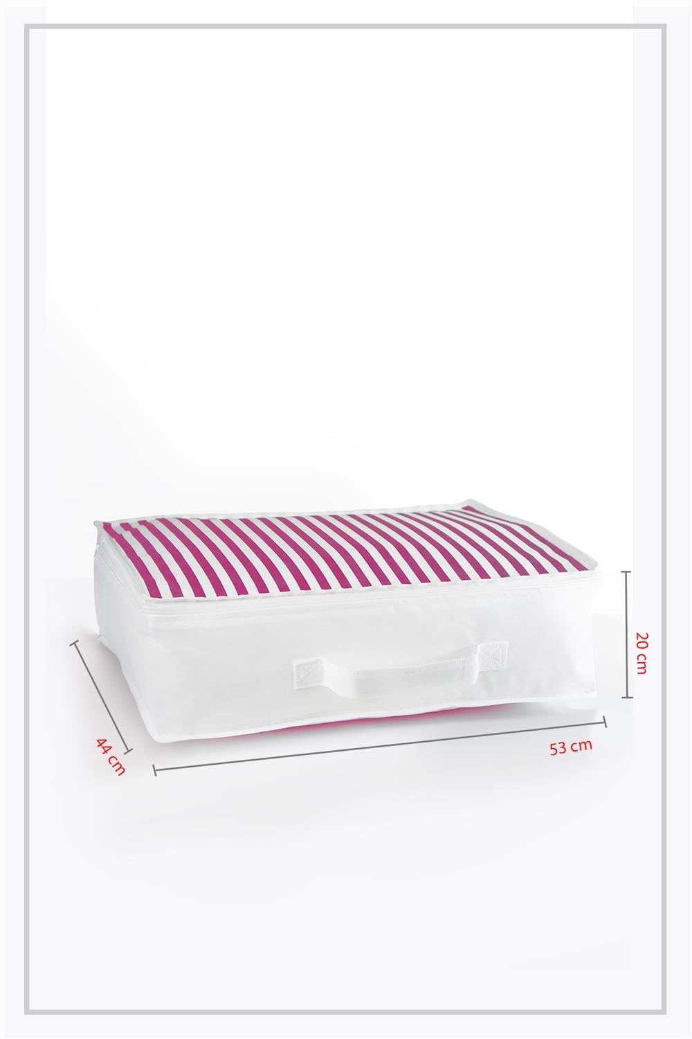 Vedsey Home OrganizerDüzenleyici Yorgan Hurcu Pembe Çizgili 53x44x20