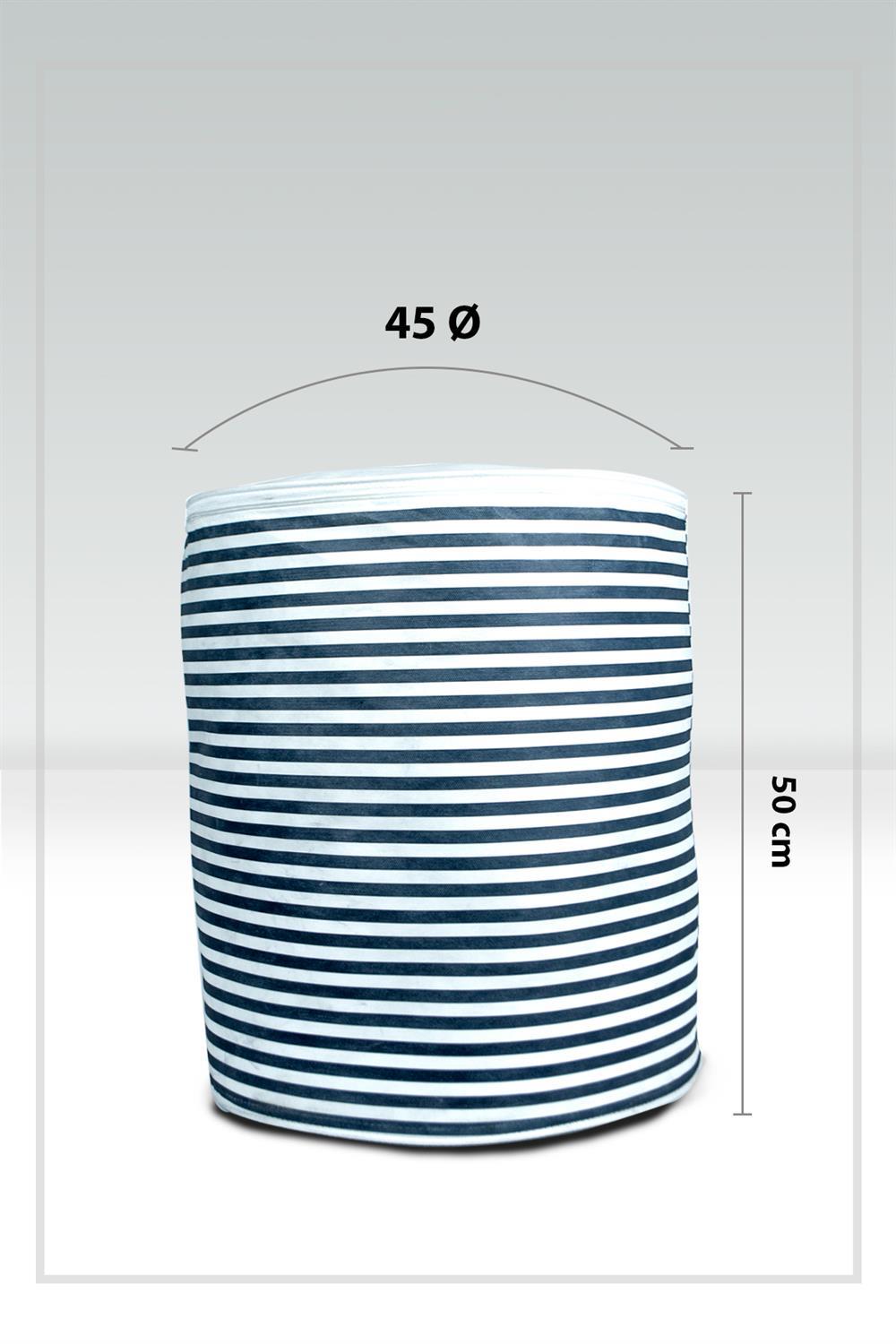 Vedsey Home OrganizerSilindir Hurç Çok Amaçlı Düzenleyici Lacivert Çizgili 45x50 Cm