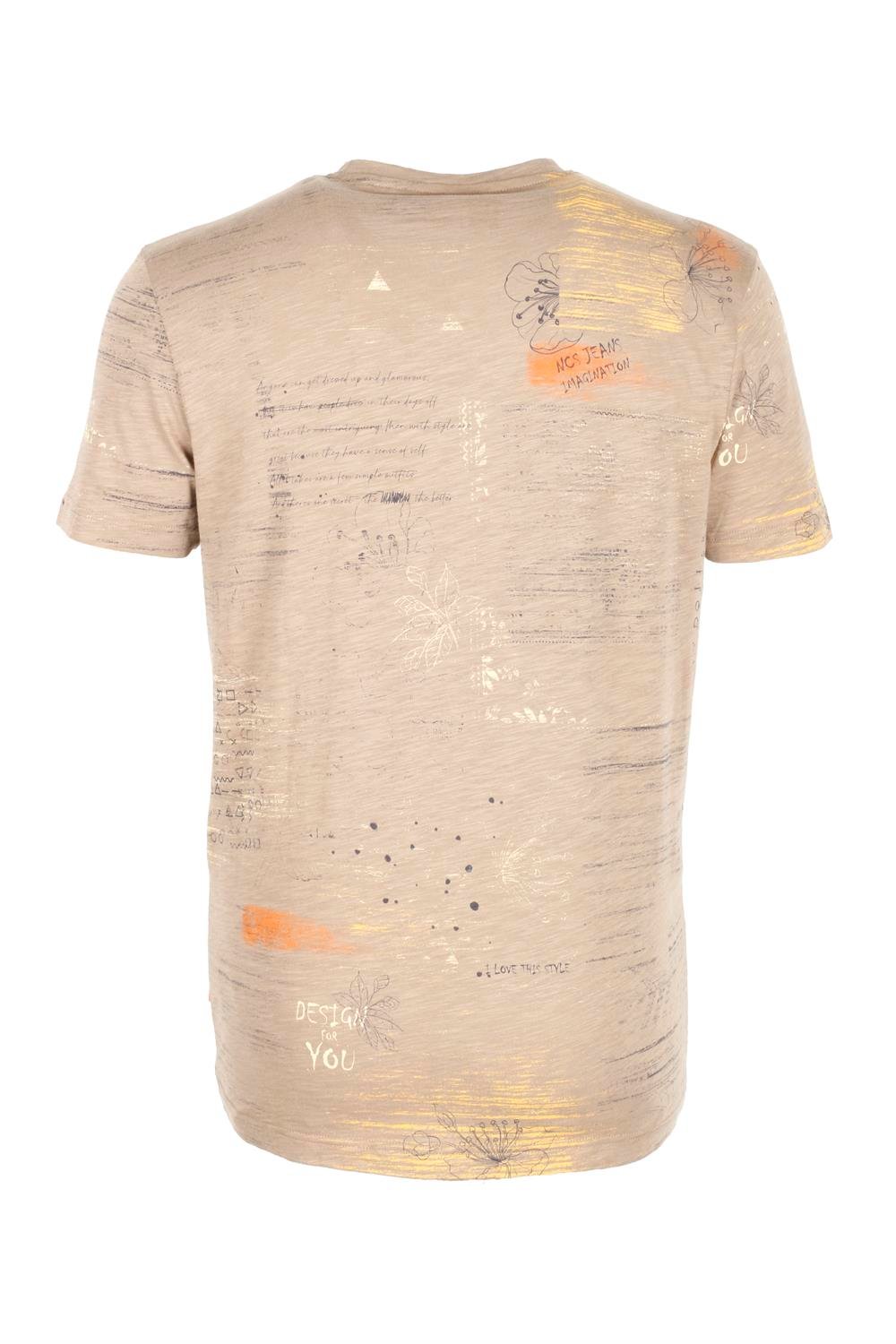  Erkek Vizon Bisiklet Yaka Baskılı Slim Fit %100 Pamuk T-shirt Jeans 1953