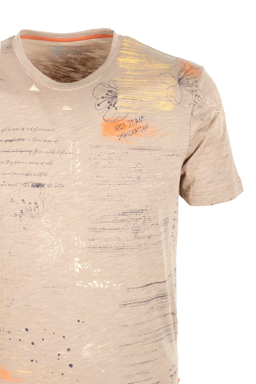  Erkek Vizon Bisiklet Yaka Baskılı Slim Fit %100 Pamuk T-shirt Jeans 1953