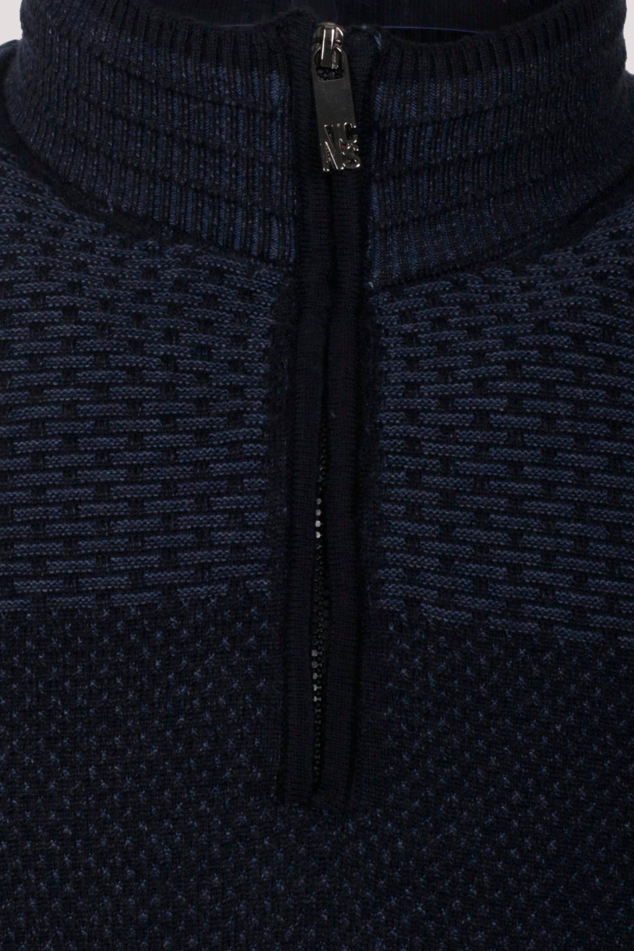  Erkek Yarım Fermuarlı Triko Lacivert Slim Fit Desenli Pamuklu Knitwear NCS JEANS 3709