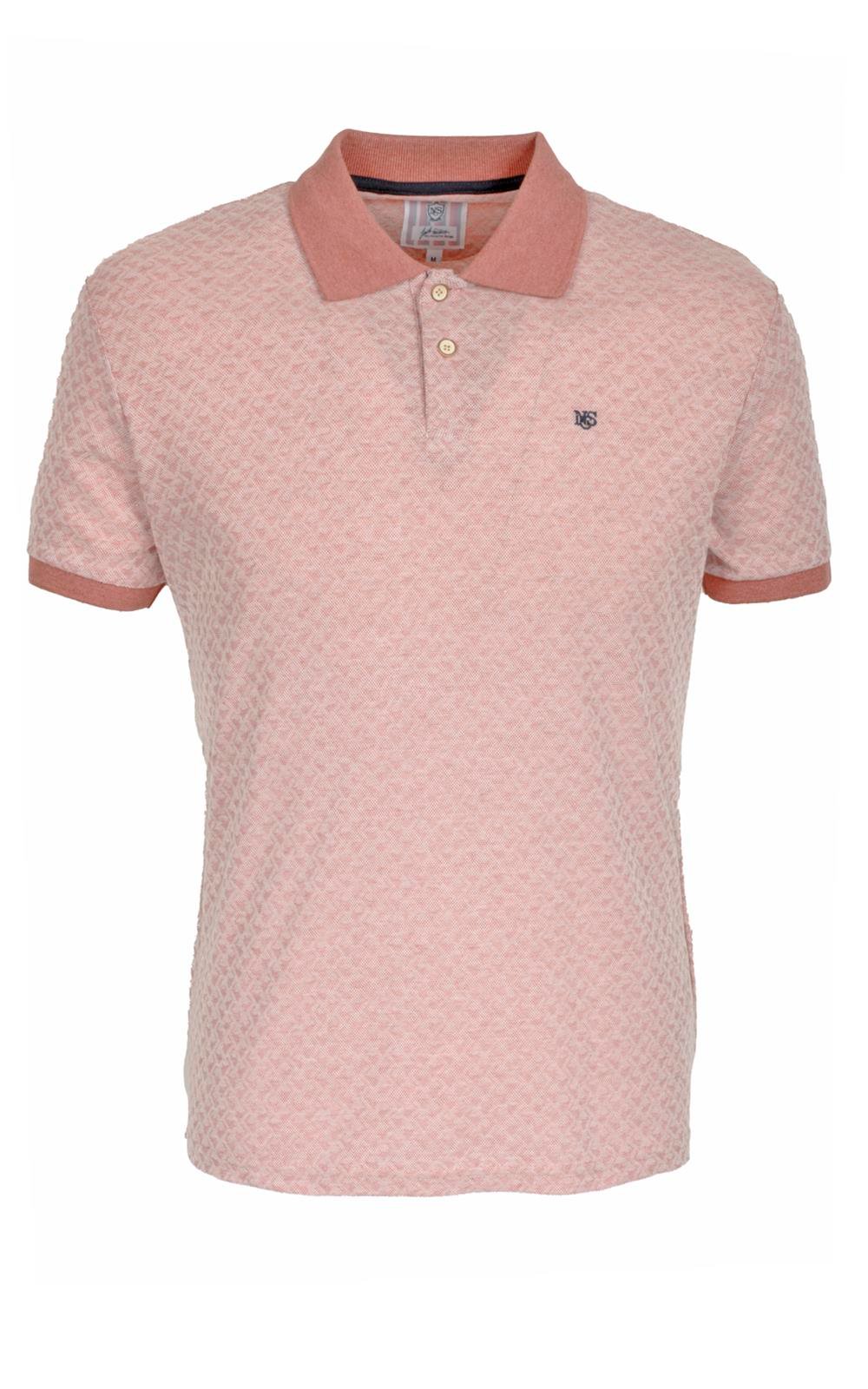 Erkek Açık Kırmızı Slim Fit Polo Yaka %100 Pamuk Dokulu Kumaş Ribanalı Kol T-Shirt NCS JEANS 1142