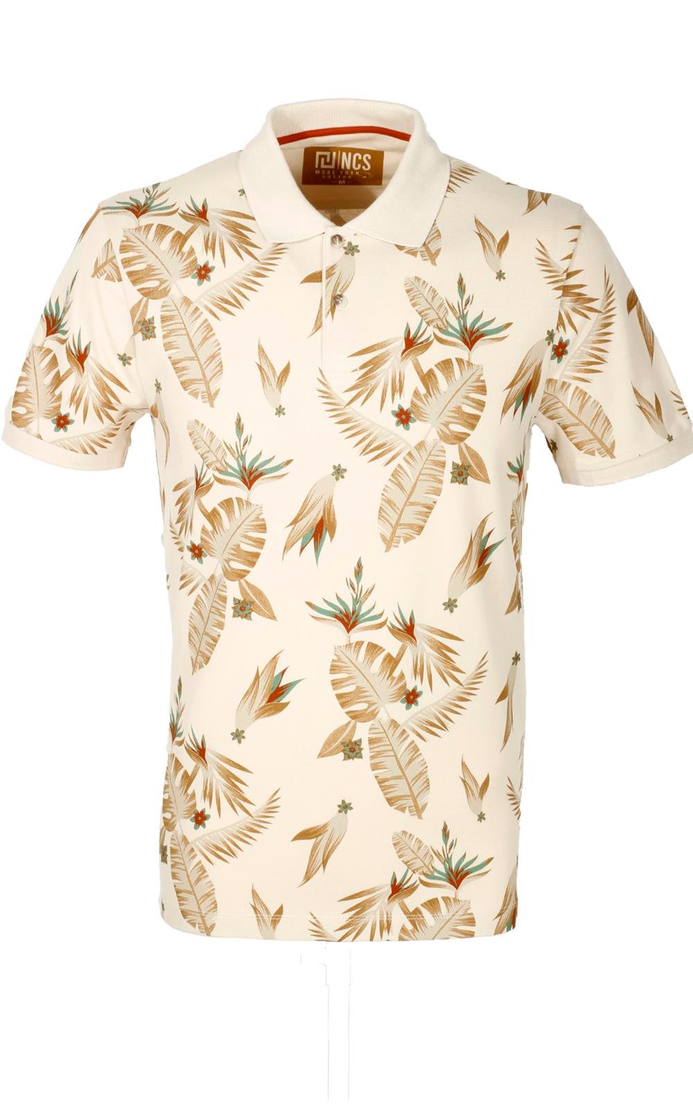 Erkek Bej Baskılı Slim Fit Dar Kesim Polo Yaka %100 Pamuk T-shirt Ncs Jeans 1178