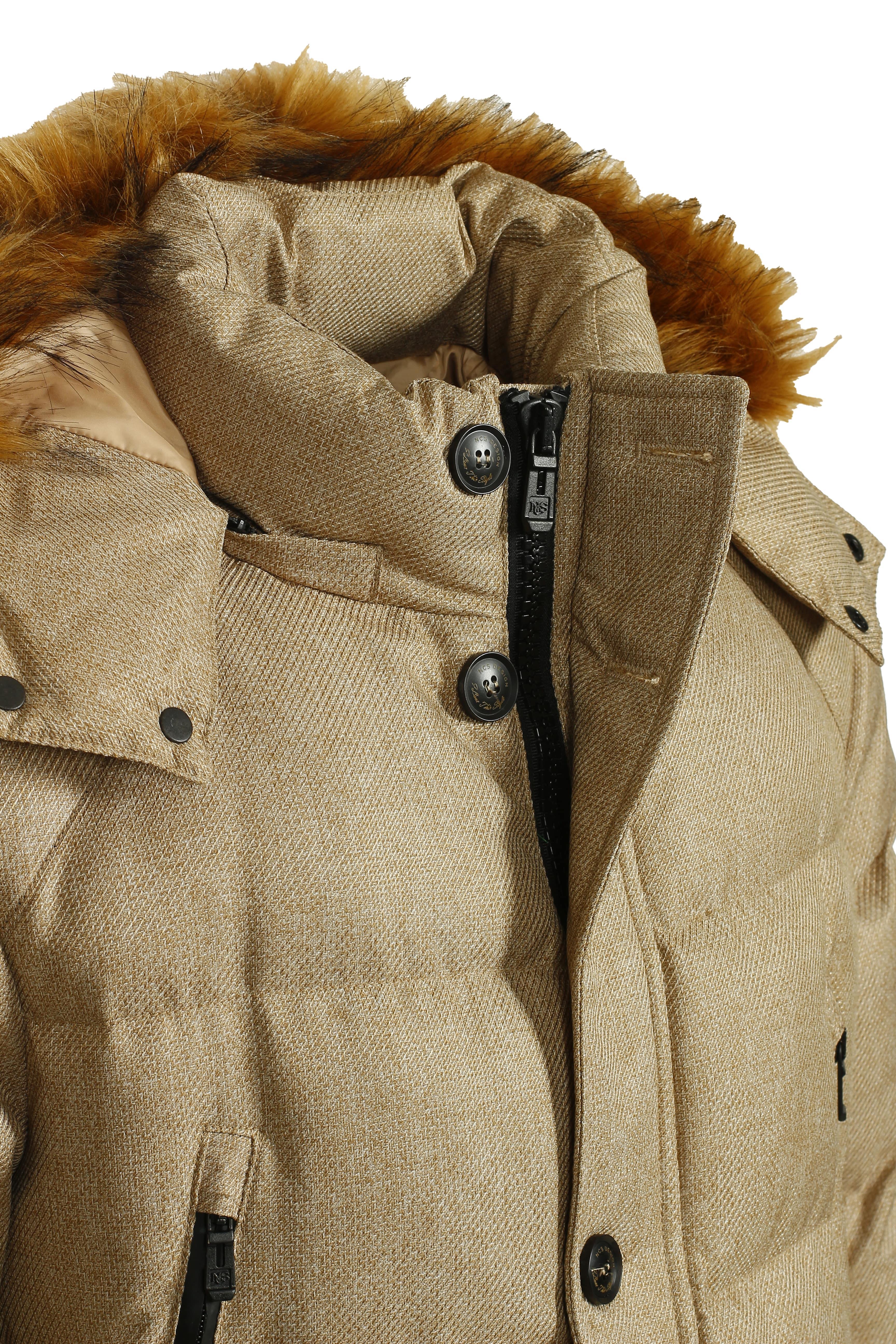 Erkek Bej Kapüşon'lu Termo Dolumlu Su ve Rüzgar İtici Slim Fit Mont NCS JEANS 4991