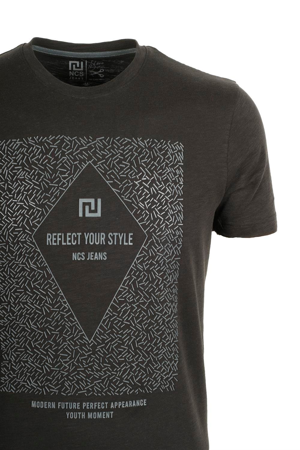 Erkek Beyaz Bisiklet Yaka Baskılı %100 Pamuk Slim Fit T-shirt 1924