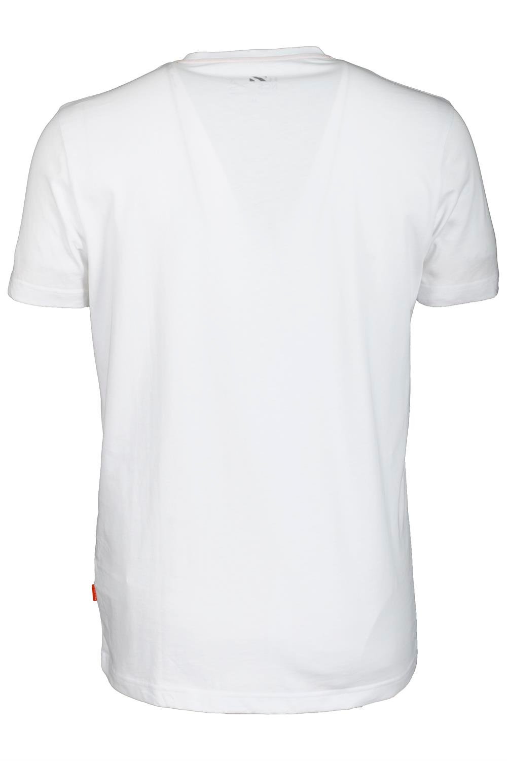 Erkek Beyaz Slim Fit Bisiklet Yaka Baskılı %100 Pamuk T-shirt Jeans 1104