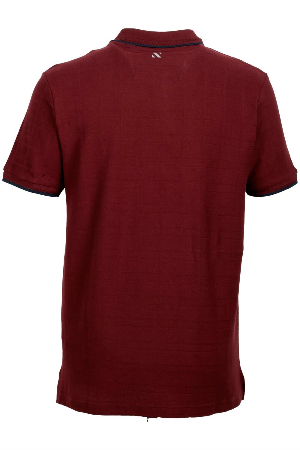 Erkek Bordo Slim Fit Polo Yaka %100 Pamuk Dokulu Desenli Kumaş T-shirt Jeans 1134