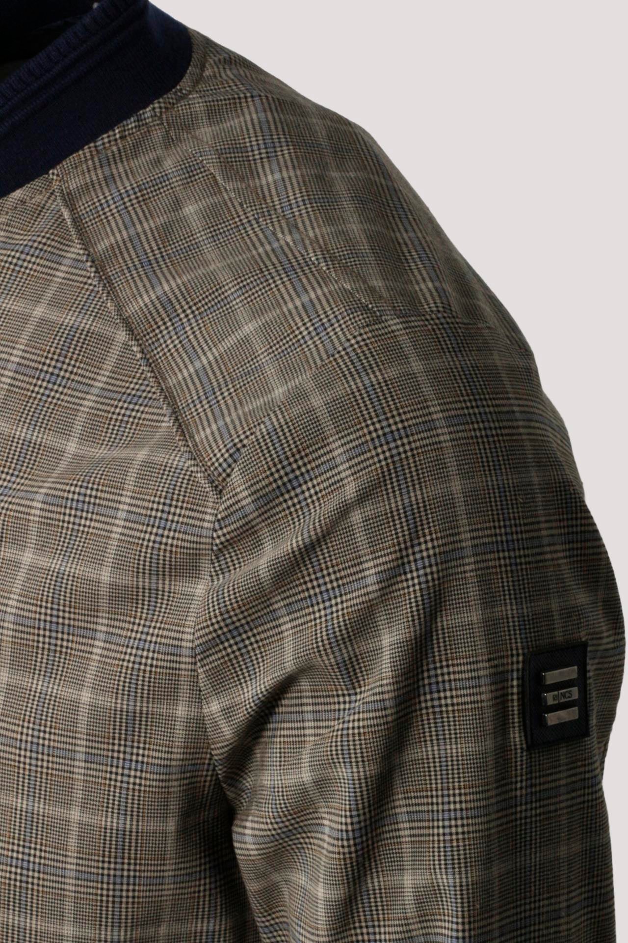 Erkek Camel Bomber Ceket Keten Karışım Slim Fit Ekose Kare Desenli Ribana İnce Astar Ceket NCS JEANS 4984