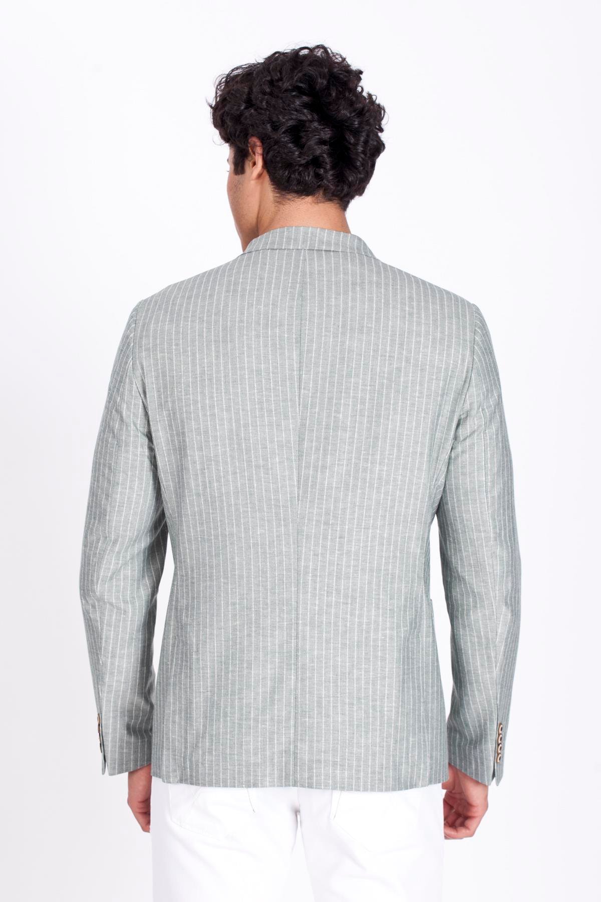 Erkek Casual Haki Slim Fit Dar Kesim Mono Yaka Blazer Ceket 4865