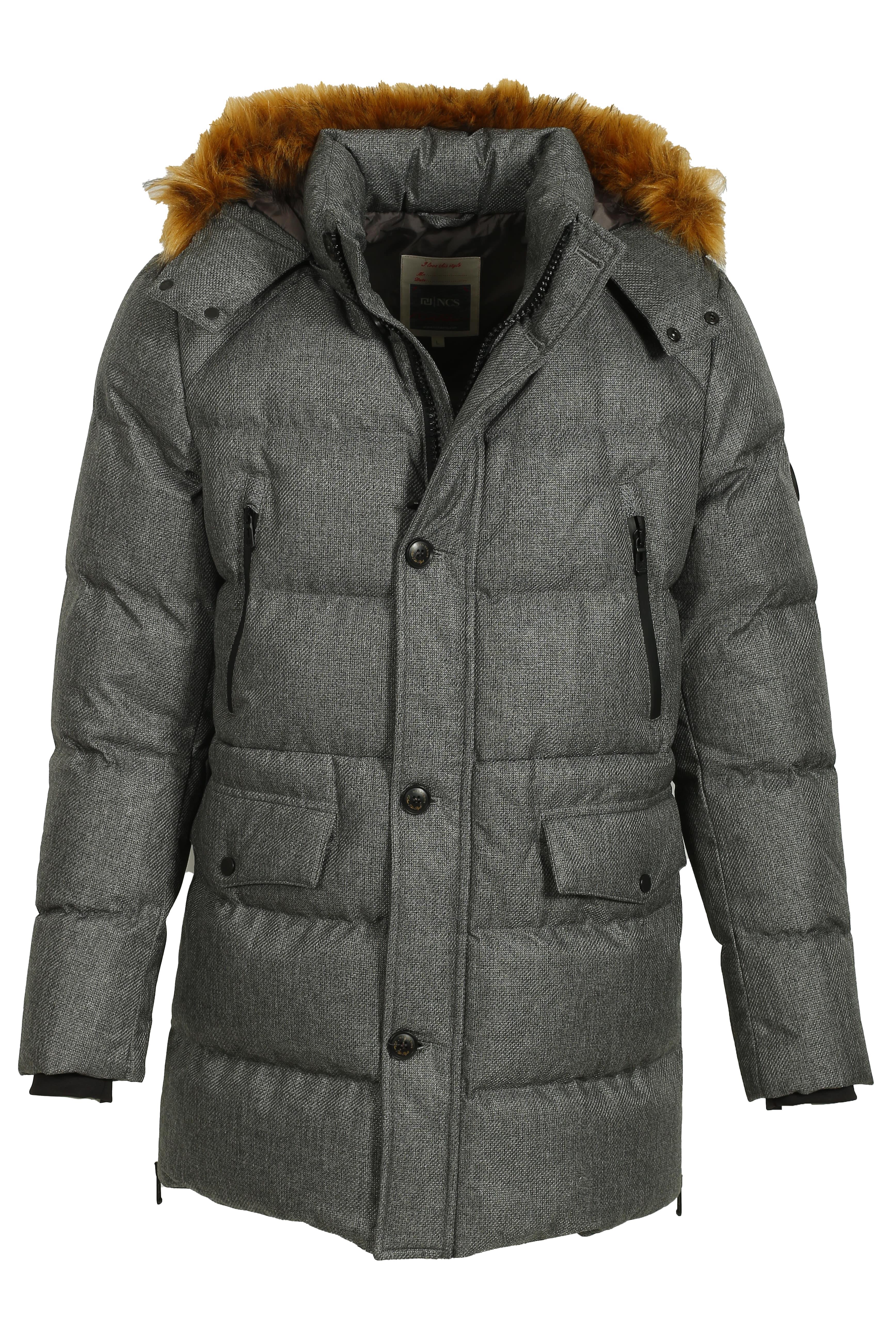 Erkek Gri Kapüşon'lu Termo Dolumlu Su ve Rüzgar İtici Slim Fit Mont NCS JEANS 4991