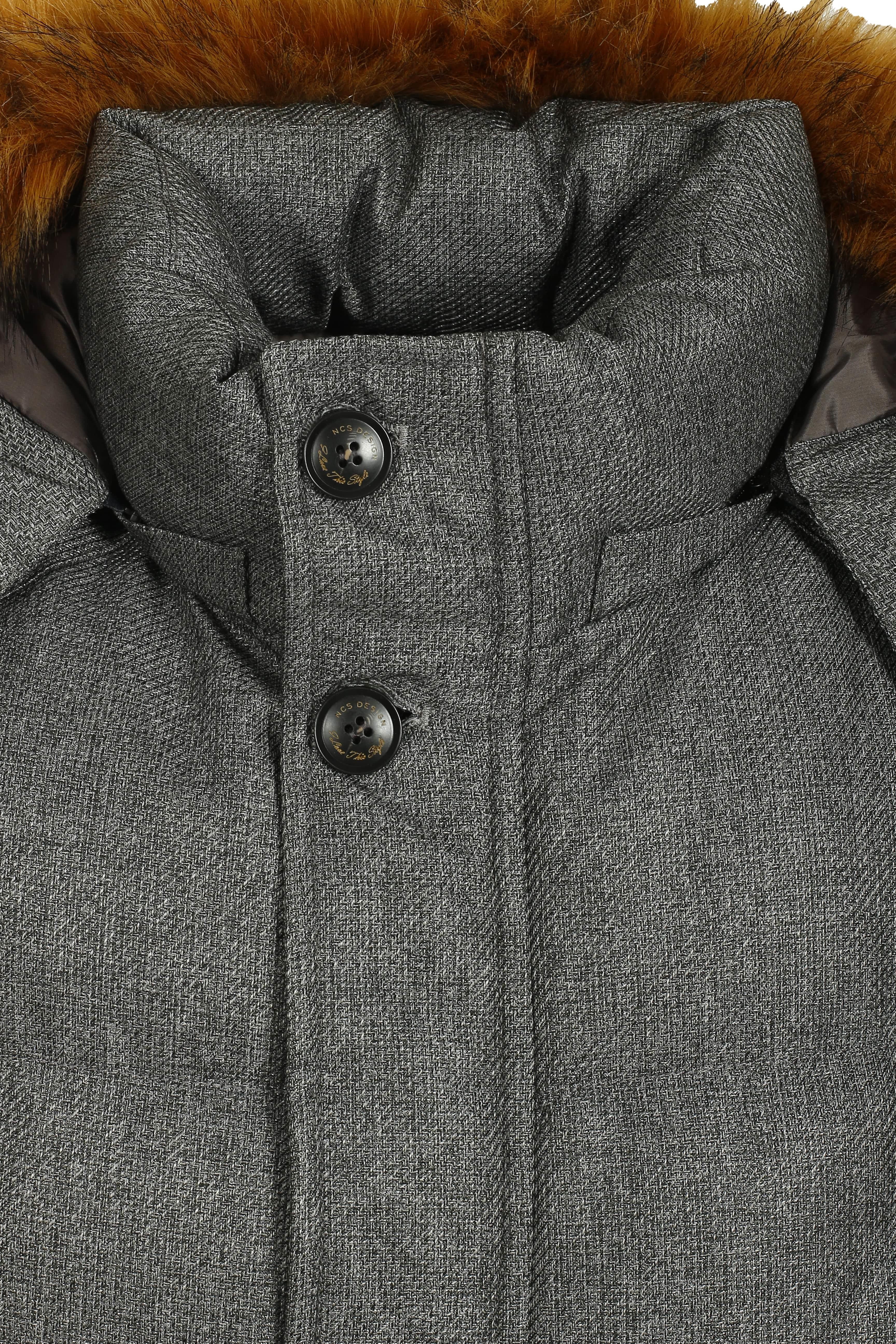 Erkek Gri Kapüşon'lu Termo Dolumlu Su ve Rüzgar İtici Slim Fit Mont NCS JEANS 4991