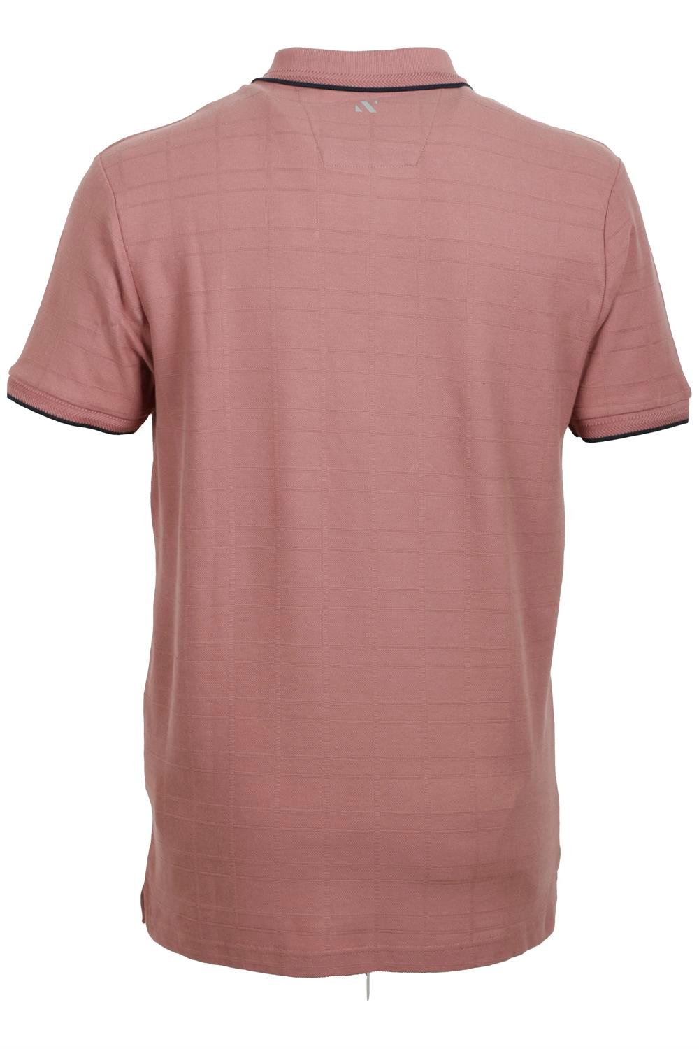 Erkek Gül Kurusu Slim Fit Polo Yaka %100 Pamuk Dokulu Desenli Kumaş T-shirt Jeans 1134