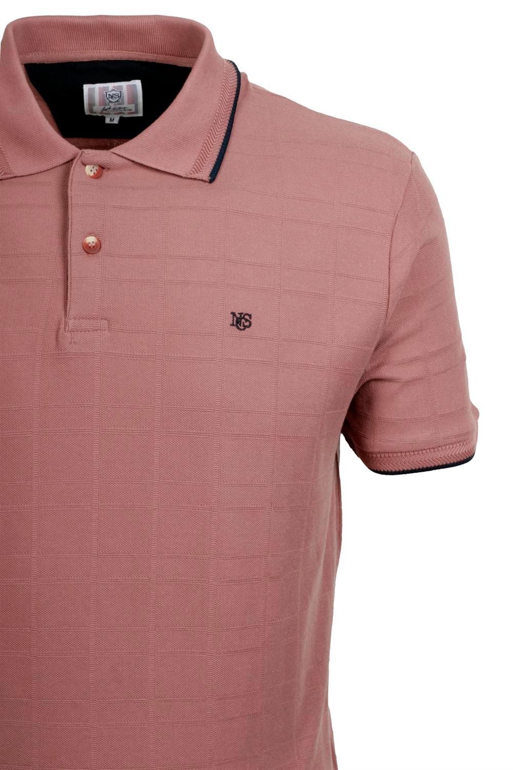 Erkek Gül Kurusu Slim Fit Polo Yaka %100 Pamuk Dokulu Desenli Kumaş T-shirt Jeans 1134