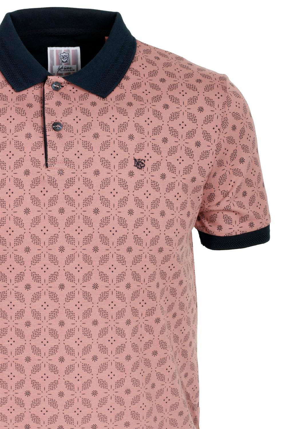 Erkek Gül Kurusu Slim Fit Polo Yaka %100 Pamuk Baskılı T-Shirt NCS JEASN 1111