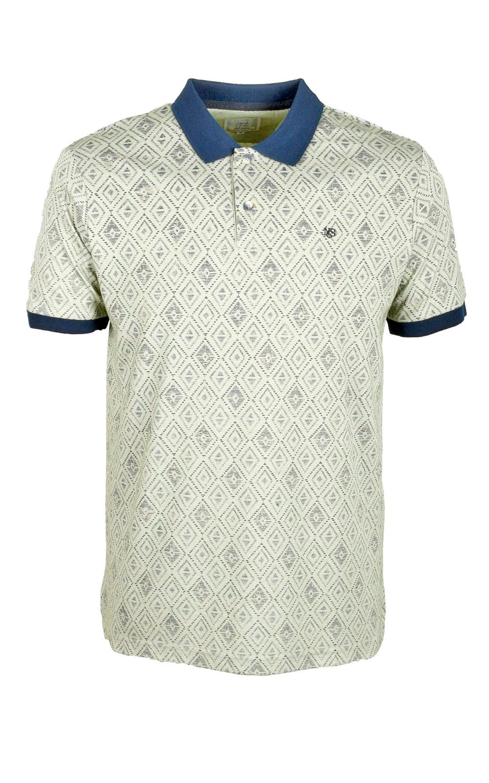 Erkek Haki Baskılı Slim Fit Dar Kesim Polo Yaka %100 Pamuk T-shirt Ncs Jeans 1989