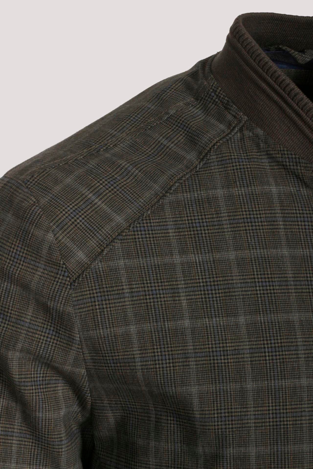 Erkek Haki Bomber Ceket Keten Karışım Slim Fit Ekose Kare Desenli Ribana İnce Astar Ceket NCS JEANS 4984