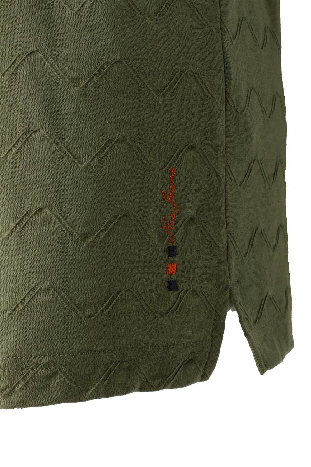 Erkek Haki Slim Fit Bisiklet Yaka Dokulu Kumaş %100 Pamuk T-shirt Jeans 1135