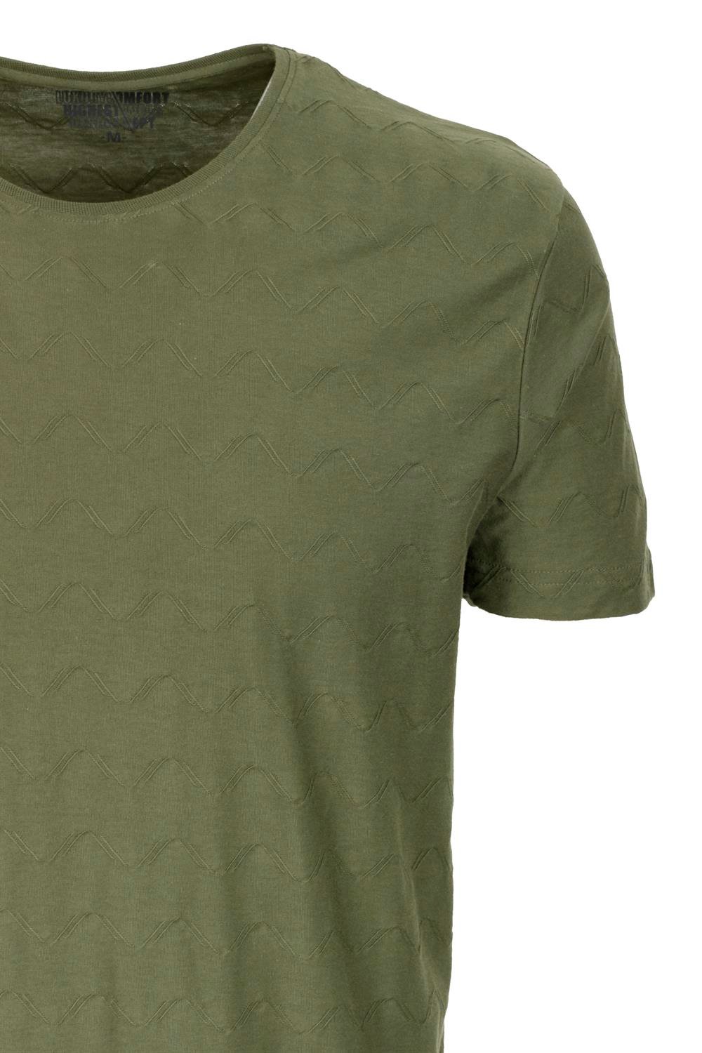 Erkek Haki Slim Fit Bisiklet Yaka Dokulu Kumaş %100 Pamuk T-shirt Jeans 1135