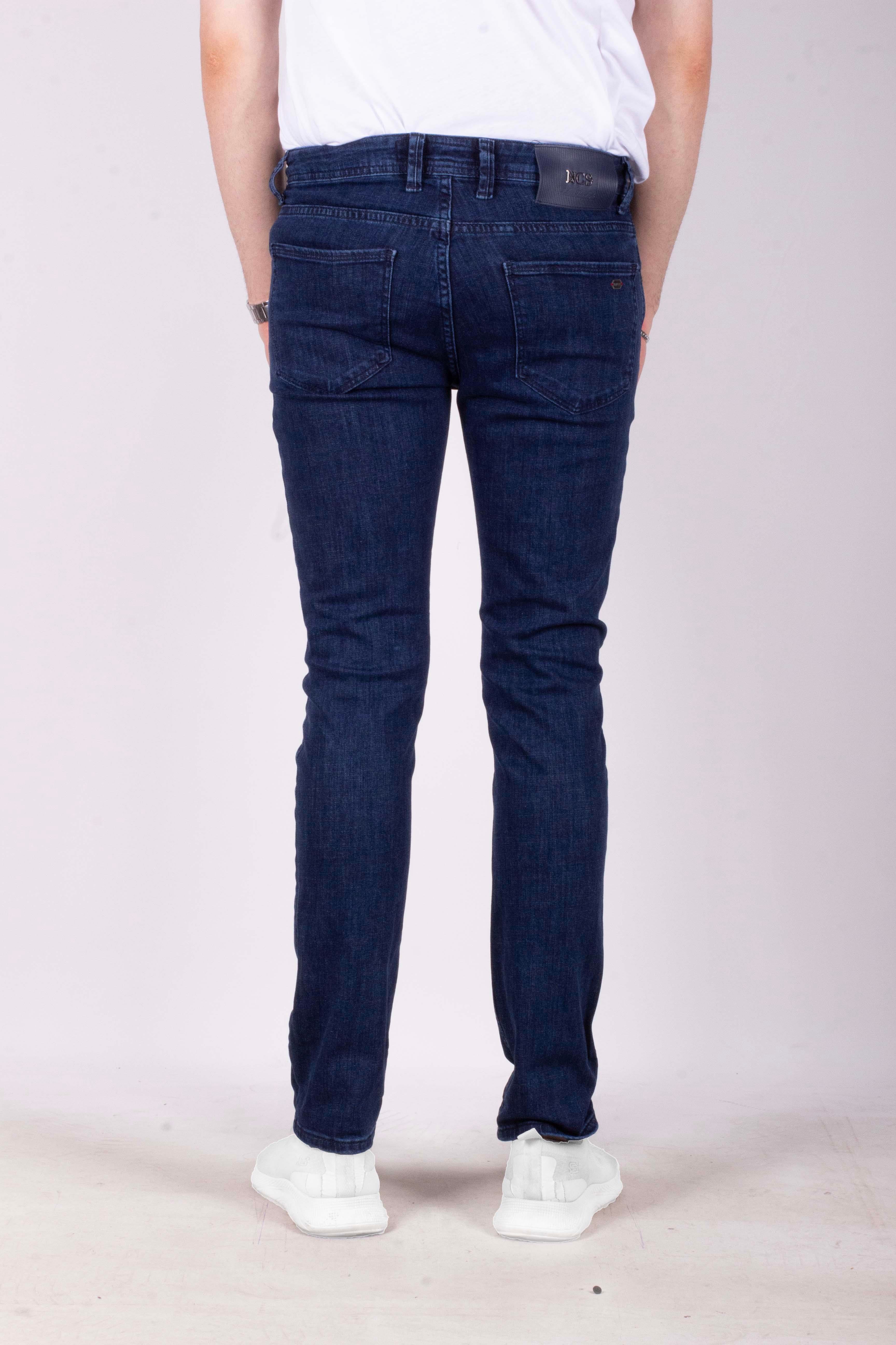 Erkek Kot Pantolon Slim Fit Koyu Mavi Düz Paça 5 Cepli Jean NCS JEANS 2212 6096