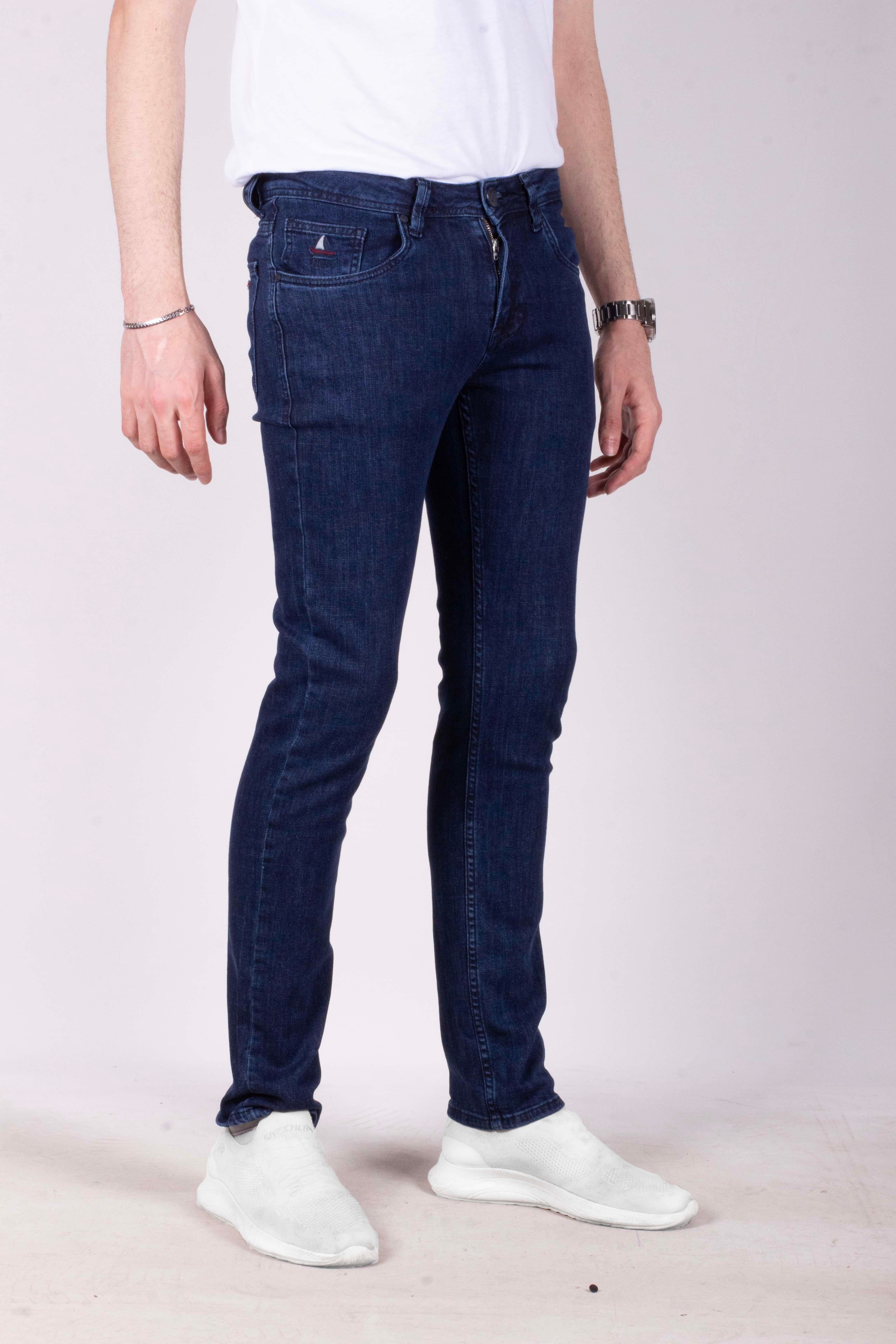 Erkek Kot Pantolon Slim Fit Koyu Mavi Düz Paça 5 Cepli Jean NCS JEANS 2212 6096