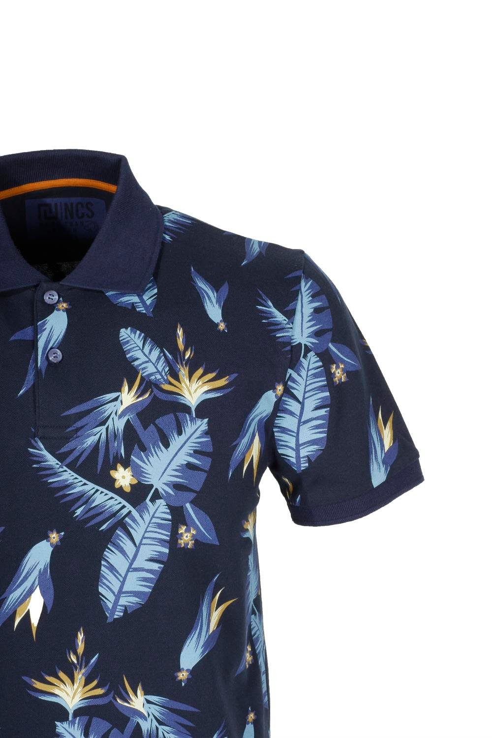 Erkek Lacivert Baskılı Slim Fit Dar Kesim Polo Yaka %100 Pamuk T-shirt Ncs Jeans 1178