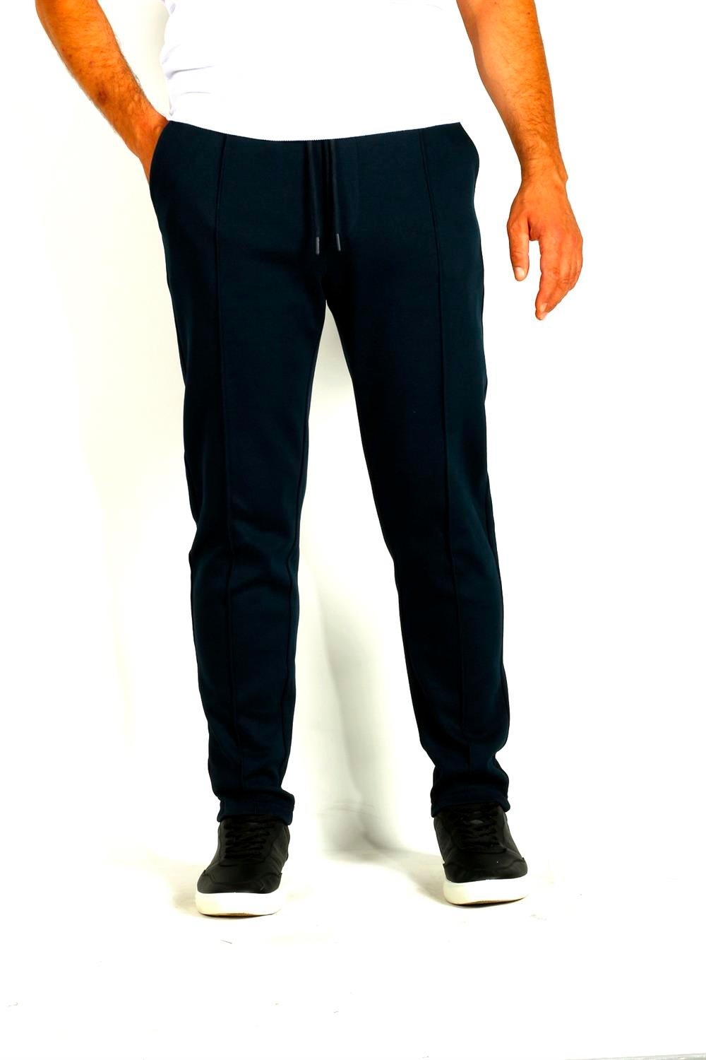 Erkek Lacivert Bel İpli Slim Fit Yan Cepli Armürlü Jogger Pantolon NCS JEANS 1642