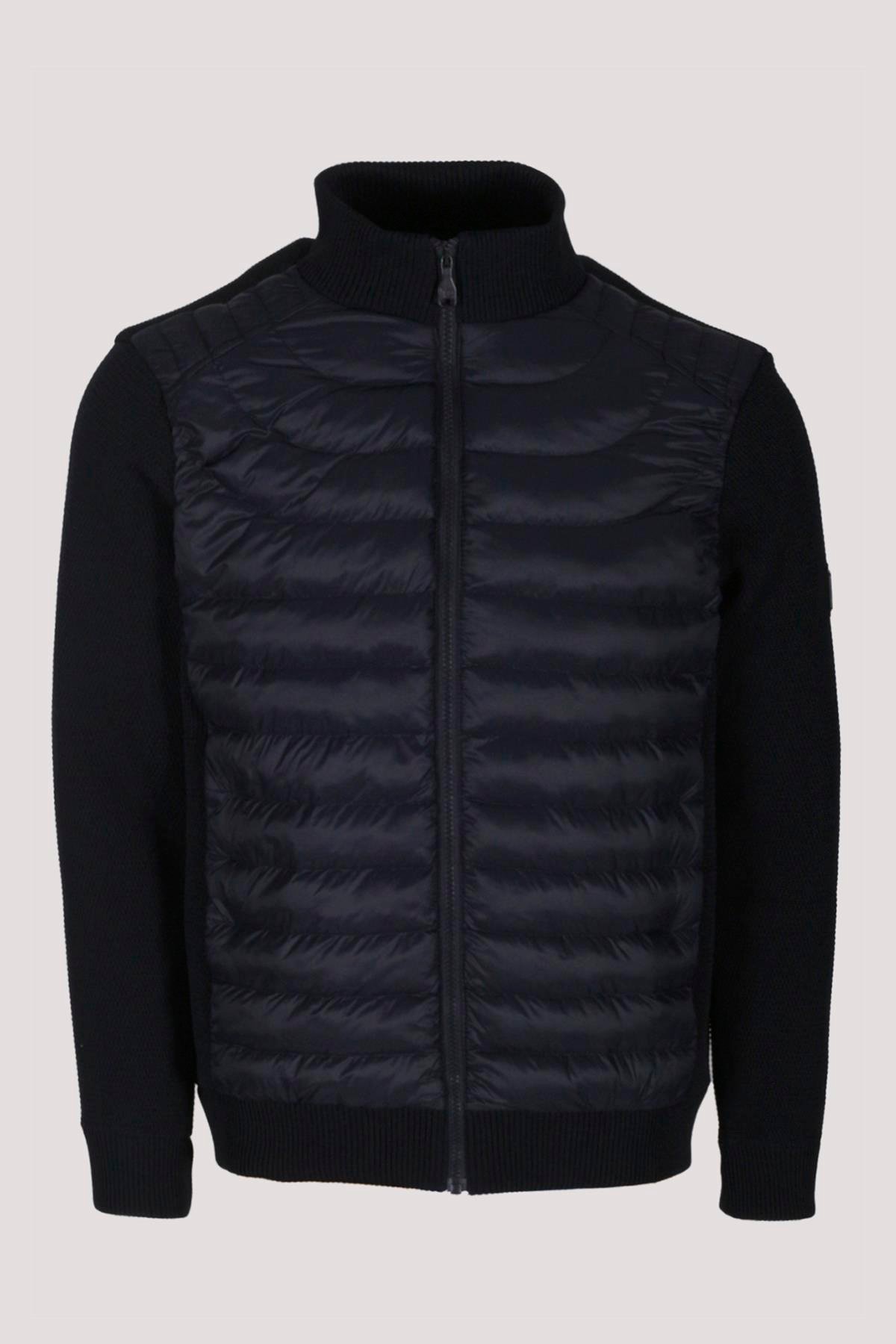 Erkek Lacivert Zırh Örme Hırka Fermuarlı Dik Yaka Slim Fit İnce Astarlı Mevsimlik Cardigan NCS JEANS 4517