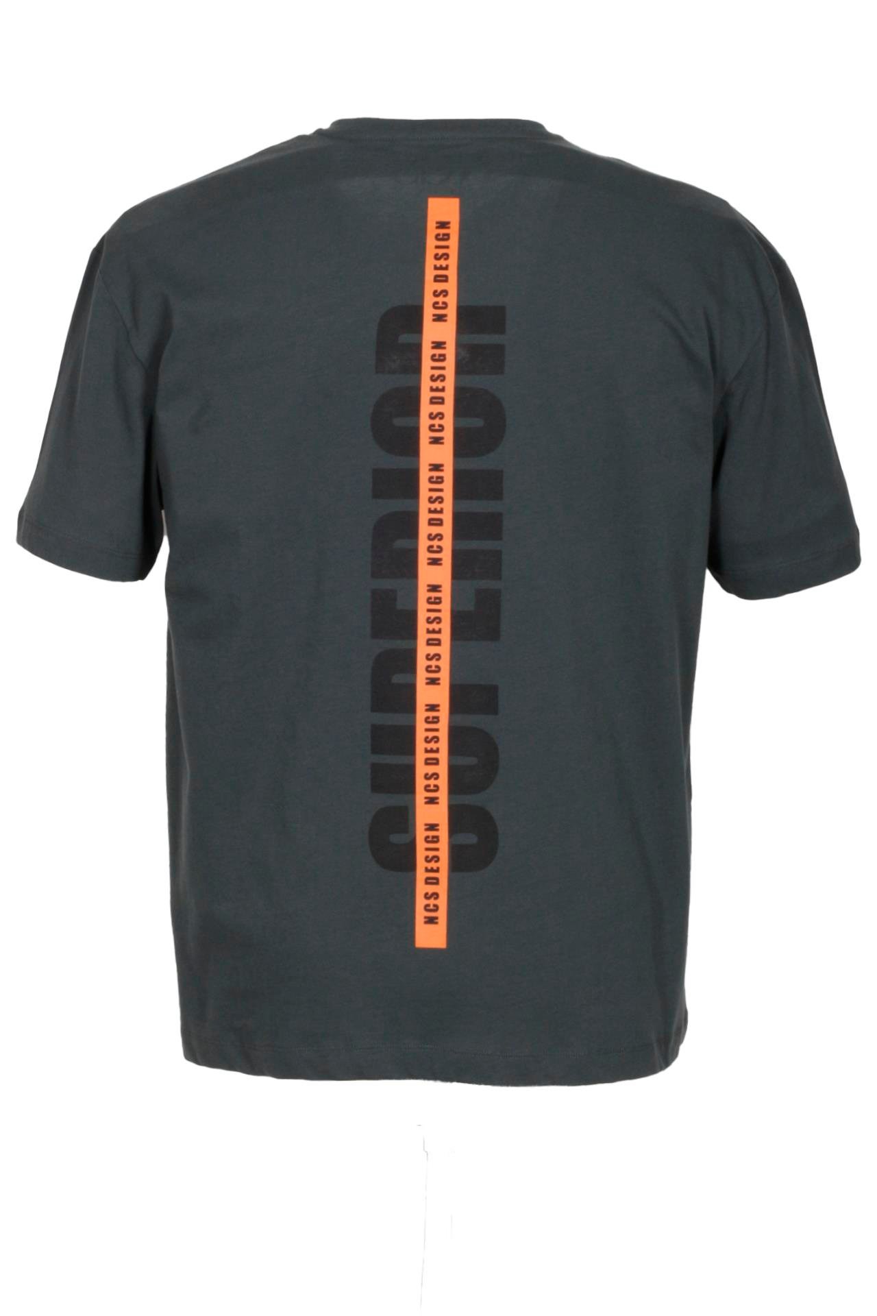 Erkek Oversize Tişört Antrasit Sırt Baskılı Bisiklet Yaka %100 Pamuk Slim Fit Baskılı T-shirt NCS JEANS 1190