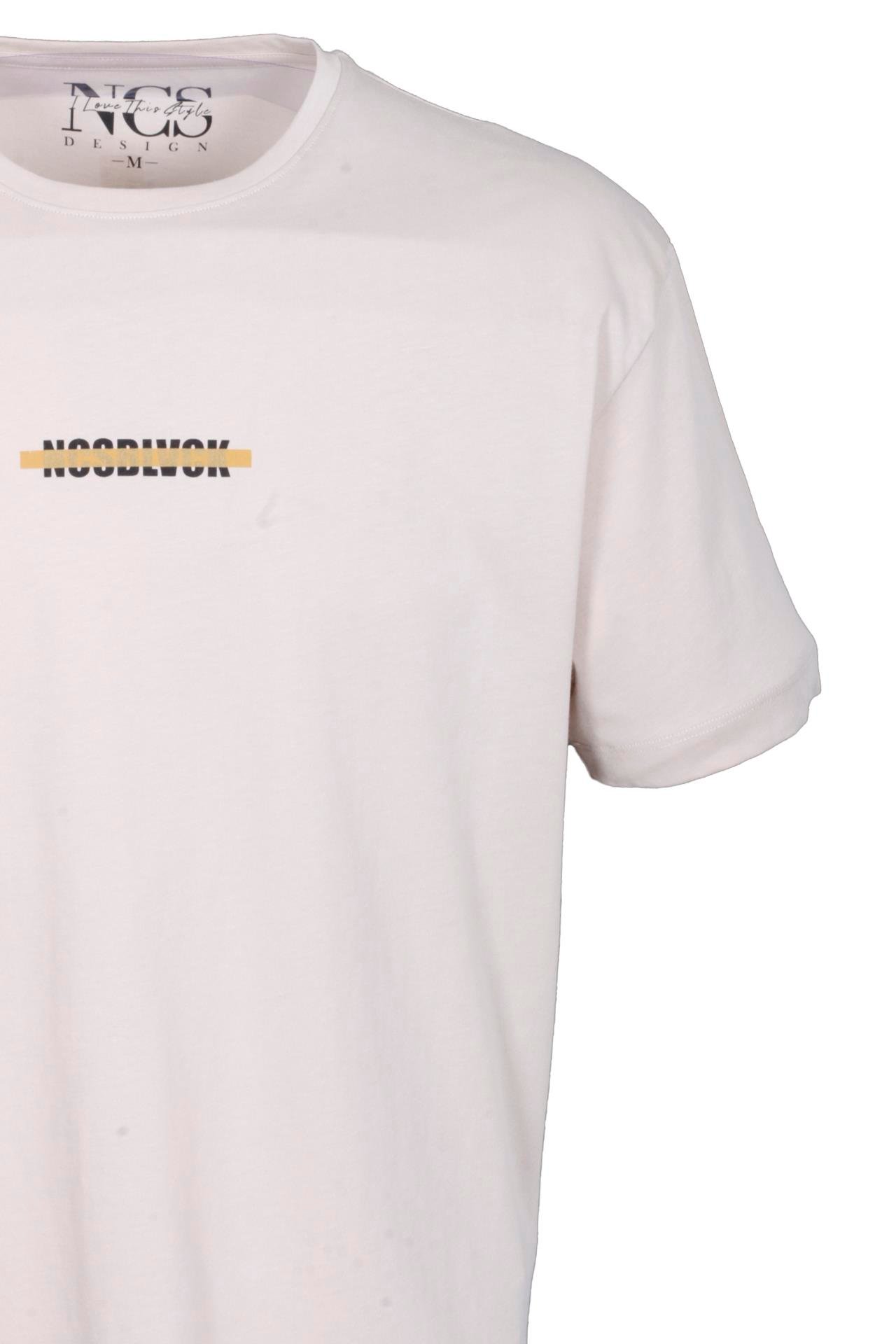 Erkek Oversize Tişört Bej Sırt Baskılı Bisiklet Yaka %100 Pamuk Slim Fit Baskılı T-shirt NCS JEANS 1190