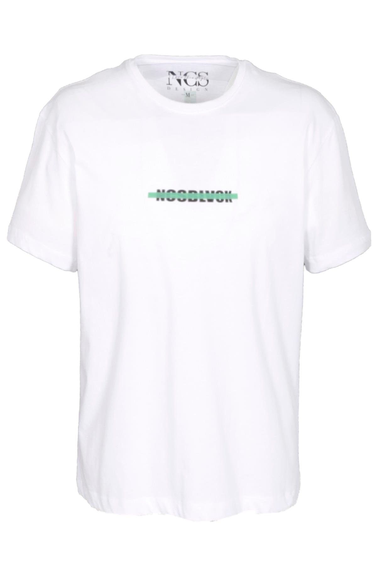 Erkek Oversize Tişört Bej Sırt Baskılı Bisiklet Yaka %100 Pamuk Slim Fit Baskılı T-shirt NCS JEANS 1190