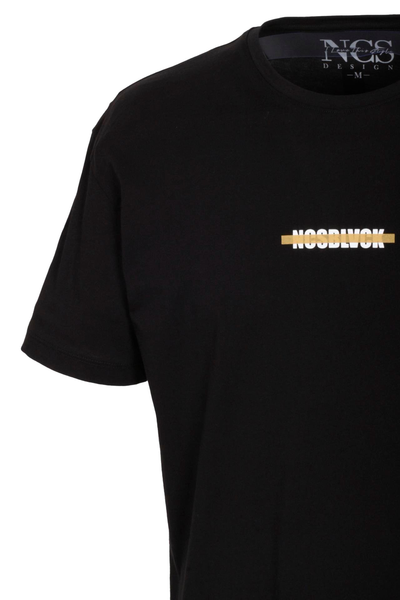 Erkek Oversize Tişört Siyah Sırt Baskılı Bisiklet Yaka %100 Pamuk Slim Fit Baskılı T-shirt NCS JEANS 1190