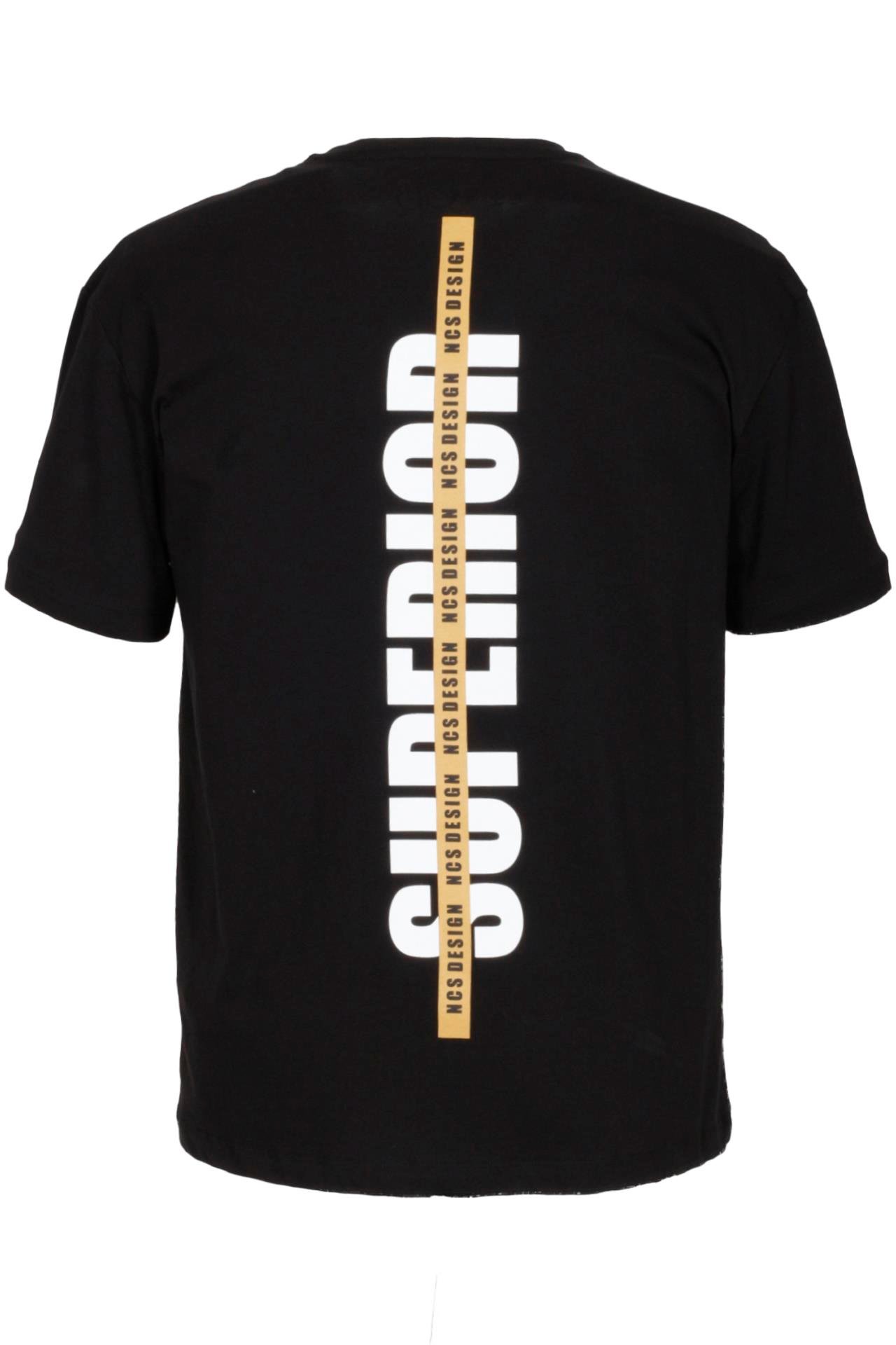 Erkek Oversize Tişört Siyah Sırt Baskılı Bisiklet Yaka %100 Pamuk Slim Fit Baskılı T-shirt NCS JEANS 1190