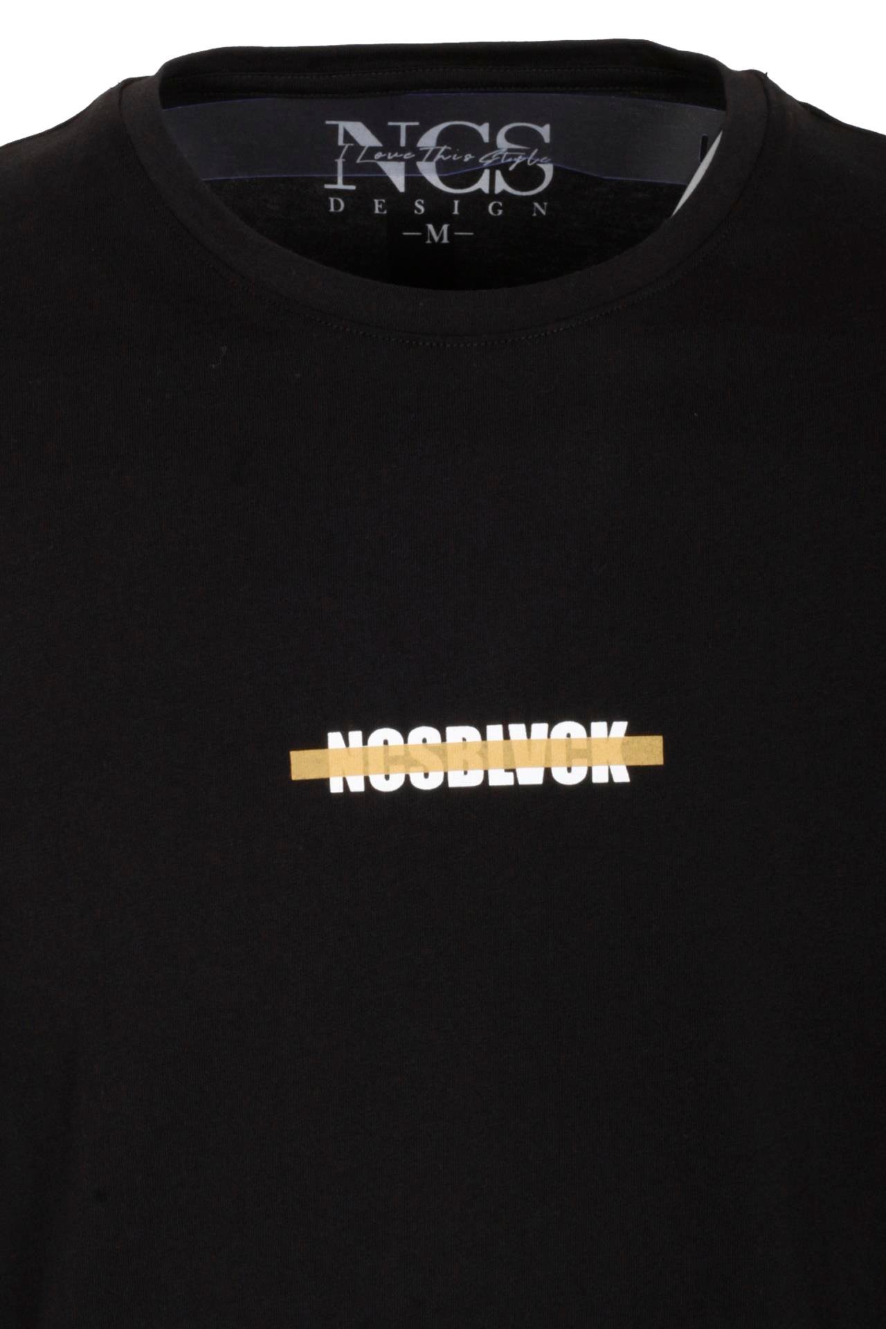 Erkek Oversize Tişört Siyah Sırt Baskılı Bisiklet Yaka %100 Pamuk Slim Fit Baskılı T-shirt NCS JEANS 1190