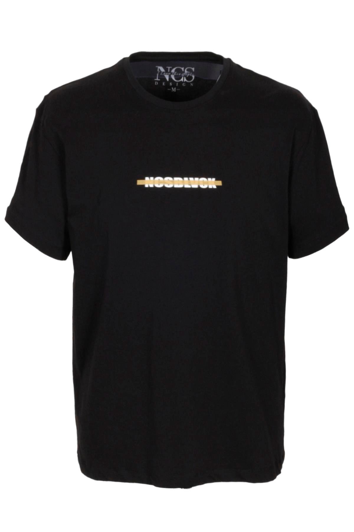 Erkek Oversize Tişört Siyah Sırt Baskılı Bisiklet Yaka %100 Pamuk Slim Fit Baskılı T-shirt NCS JEANS 1190