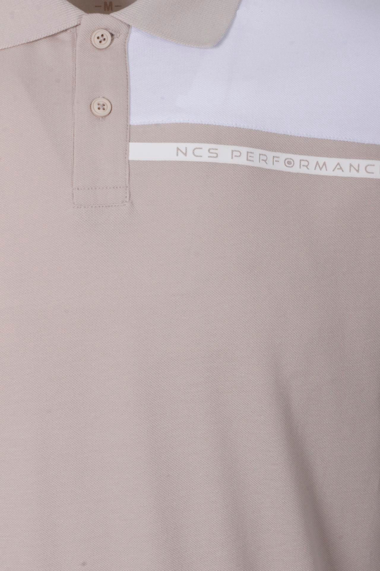 Erkek Polo Yaka Tişört Bej %100 Pamuk Slim Fit Ribanalı Kol T-shirt NCS JEANS 1164