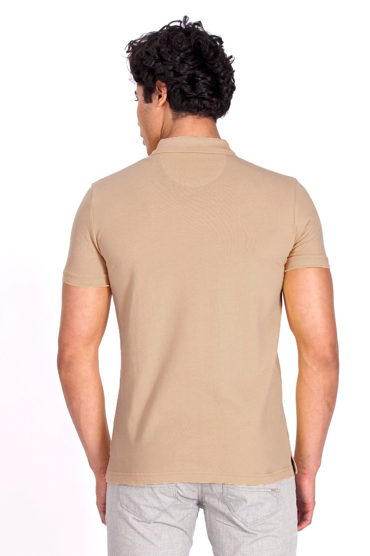 Erkek Polo Yaka Tişört Bej %100 Pamuk Slim Fit POLO T-SHİRT NCS JEANS 1055