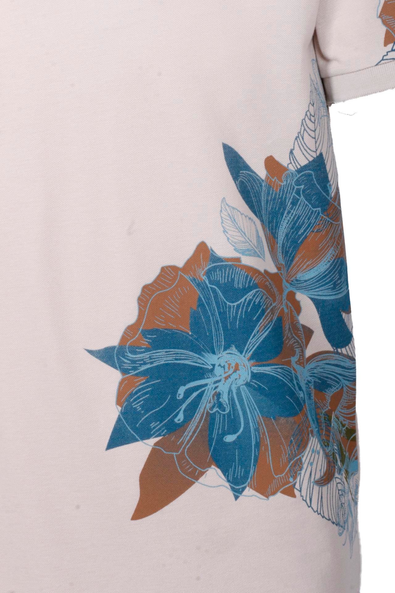 Erkek Polo Yaka Tişört BEJ %100 Pamuk Slim Fit Ribana'lı Kol Floral Desenli T-shirt NCS JEANS 1189