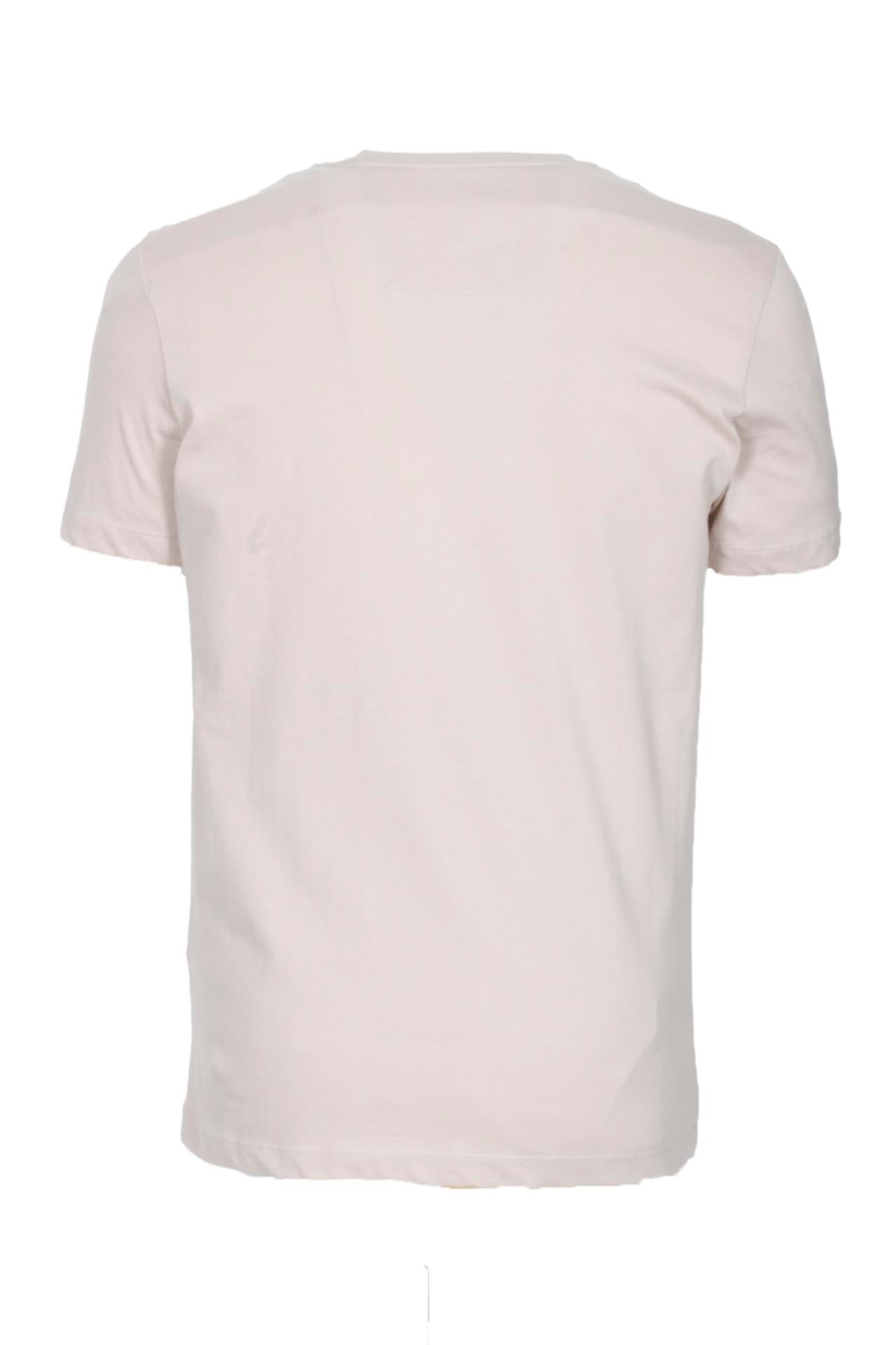 Erkek Polo Yaka Tişört Bej Slim Fit Ribanalı %100 Pamuk Desenli T-shirt NCS JEANS 1208