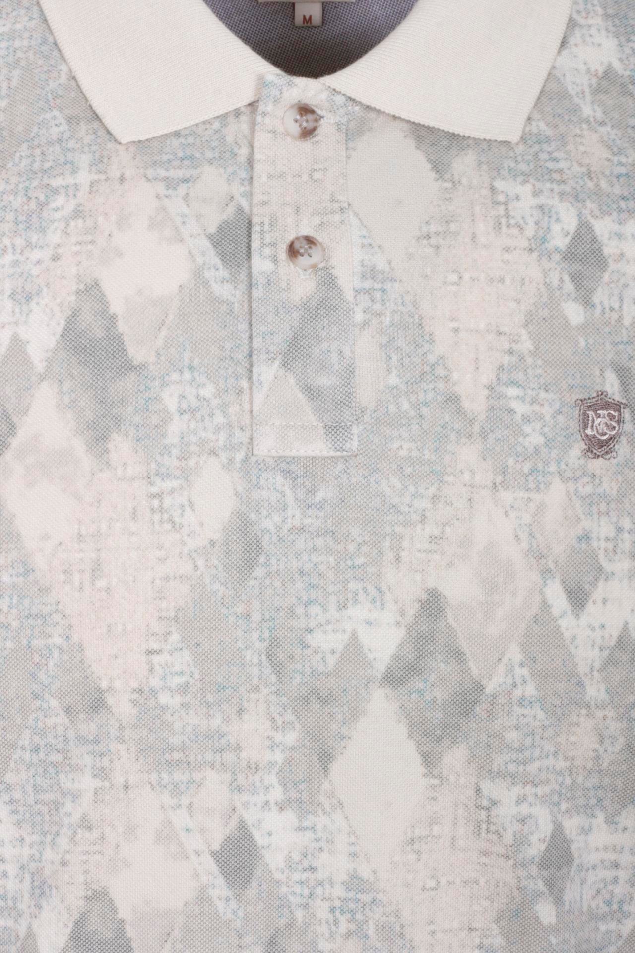 Erkek Polo Yaka Tişört Bej Slim Fit Ribanalı Kol Pamuklu Baskılı T-shirt NCS JEANS 1251