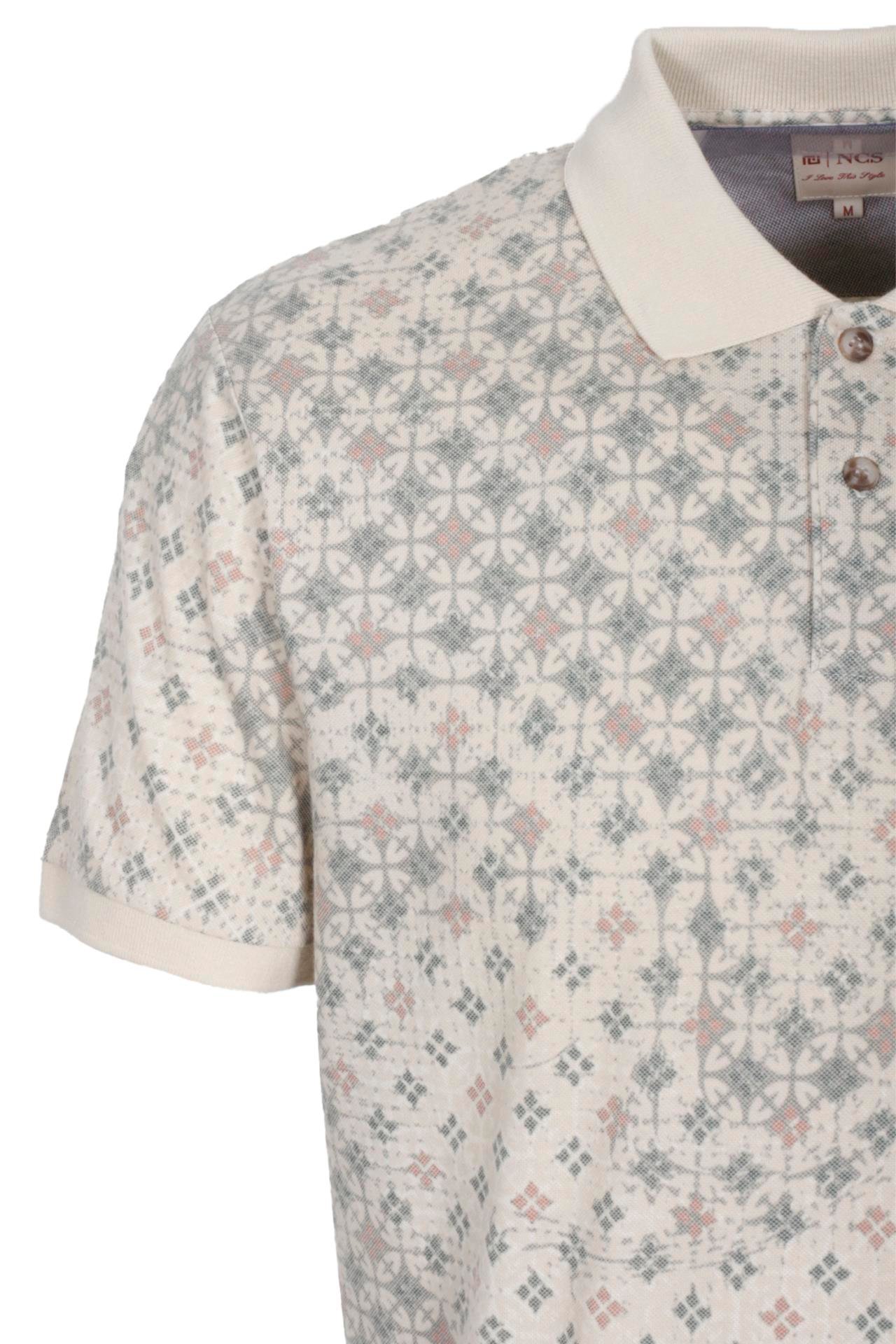 Erkek Polo Yaka Tişört Bej Slim Fit Ribanalı Kol Pamuklu Baskılı T-shirt NCS JEANS 1252