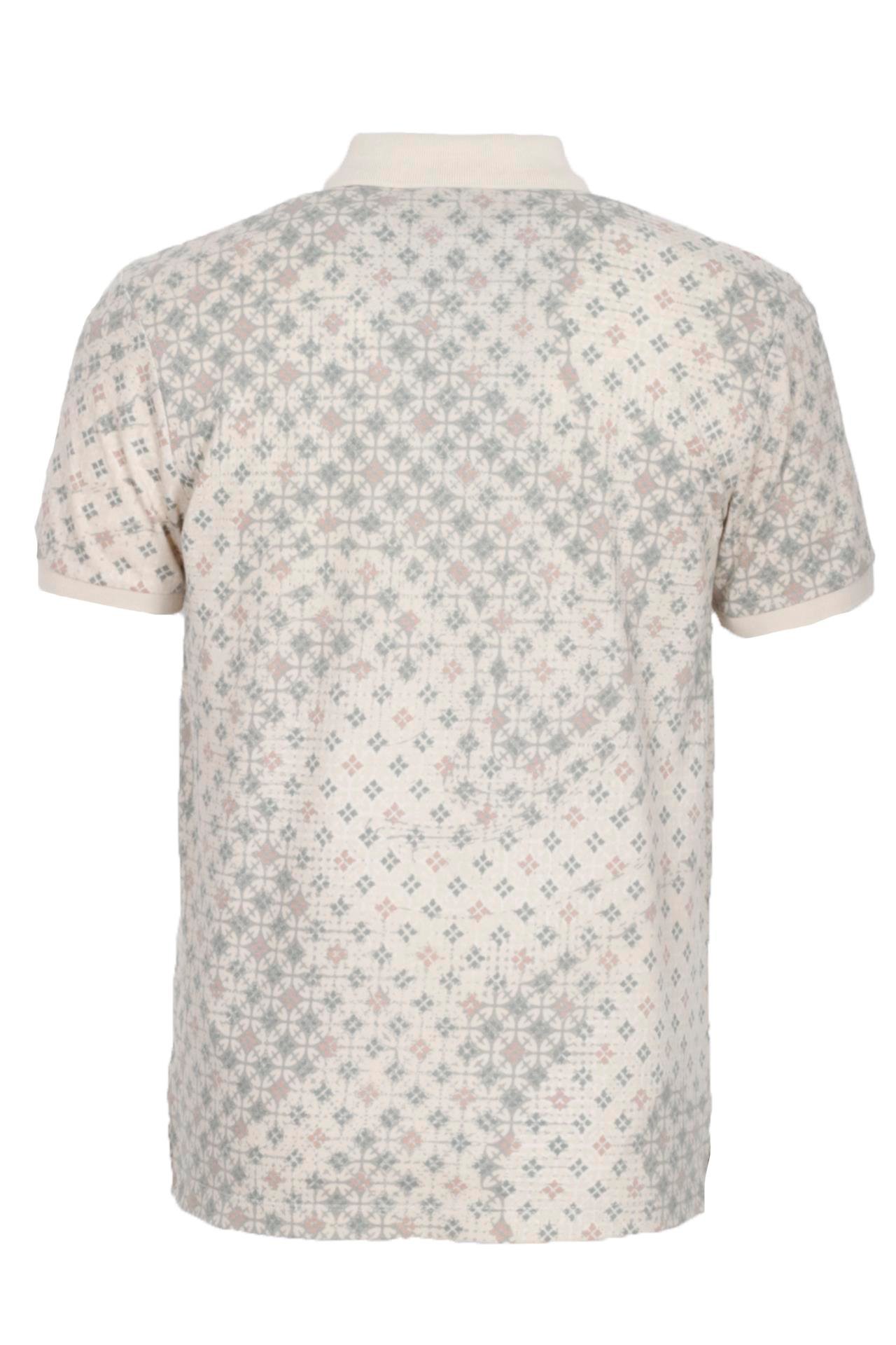 Erkek Polo Yaka Tişört Bej Slim Fit Ribanalı Kol Pamuklu Baskılı T-shirt NCS JEANS 1252