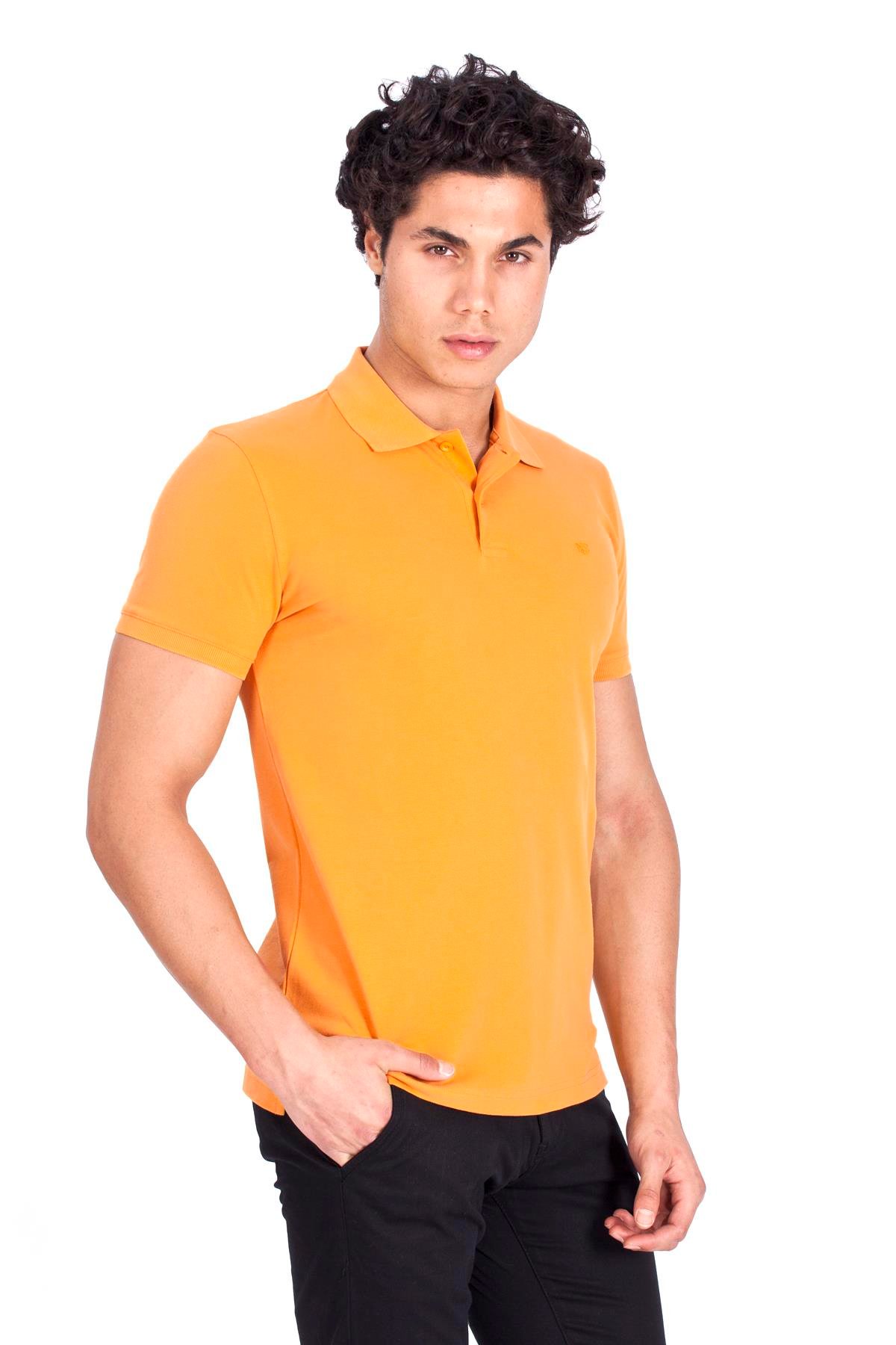 Erkek Polo Yaka Tişört Hardal %100 Pamuk Slim Fit POLO T-SHİRT NCS JEANS 1055