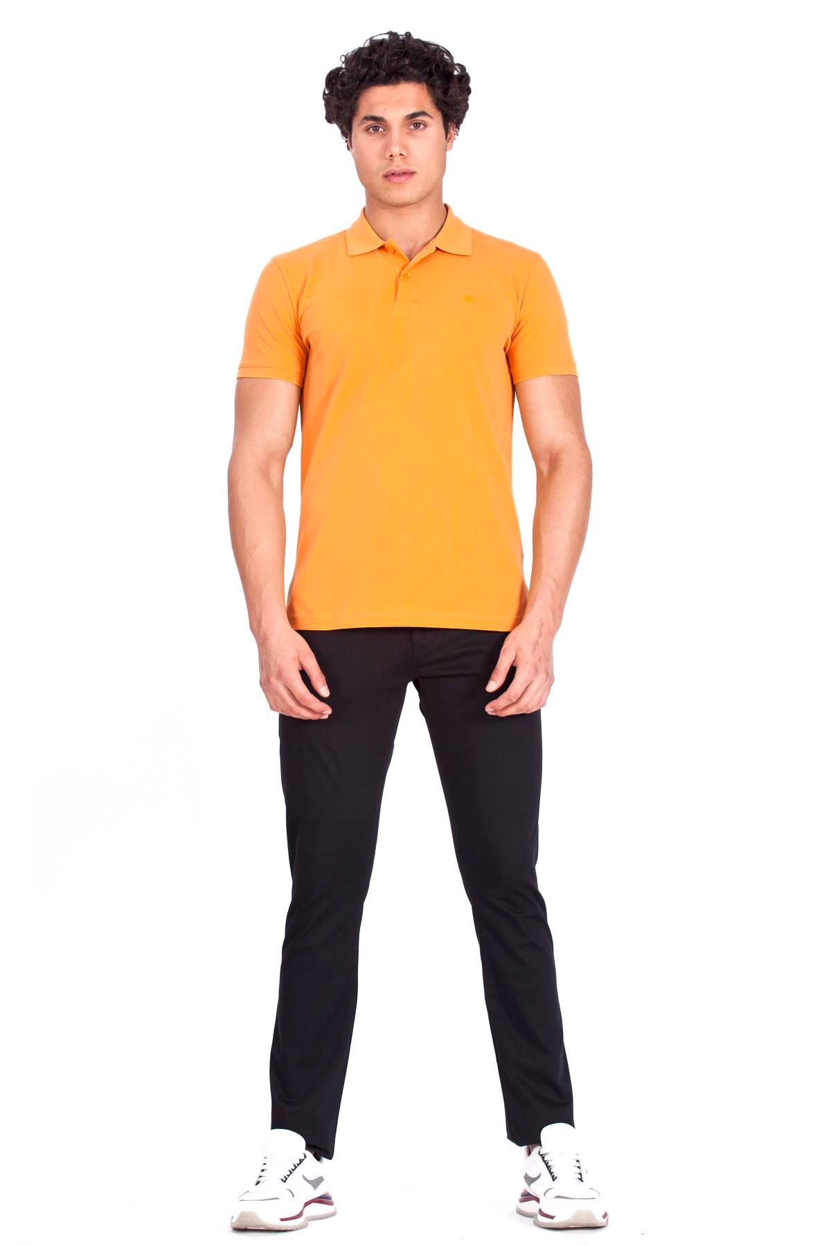 Erkek Polo Yaka Tişört Hardal %100 Pamuk Slim Fit POLO T-SHİRT NCS JEANS 1055